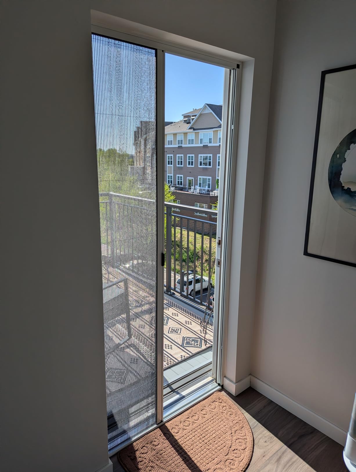 MaKefeile No-Drilling Retractable Screen Door, Folding Sliding Screen Doors with Aluminum Frame for Patio French Front Door Bedroom kitchen, Custom Screen for Single/Double Door, Customize Size, White customer photo 1