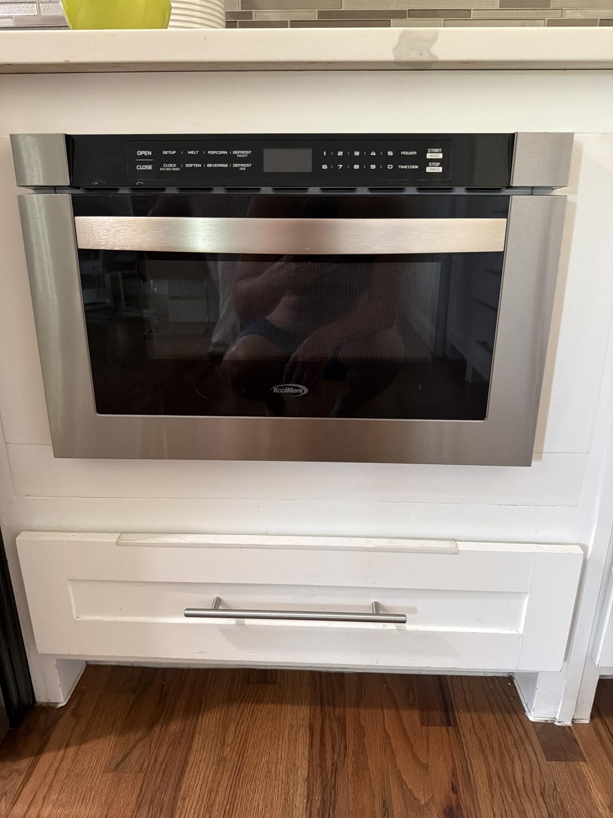 KoolMore 24 Inch Stainless-Steel Microwave Drawer with 1.2 cu. ft. Capacity, 1000W Power with 10 Custom Cooking Levels, Memory, and Timer Functions, Wall-Mounted with Flat Bottom (KM-MD-1SS) customer photo 2