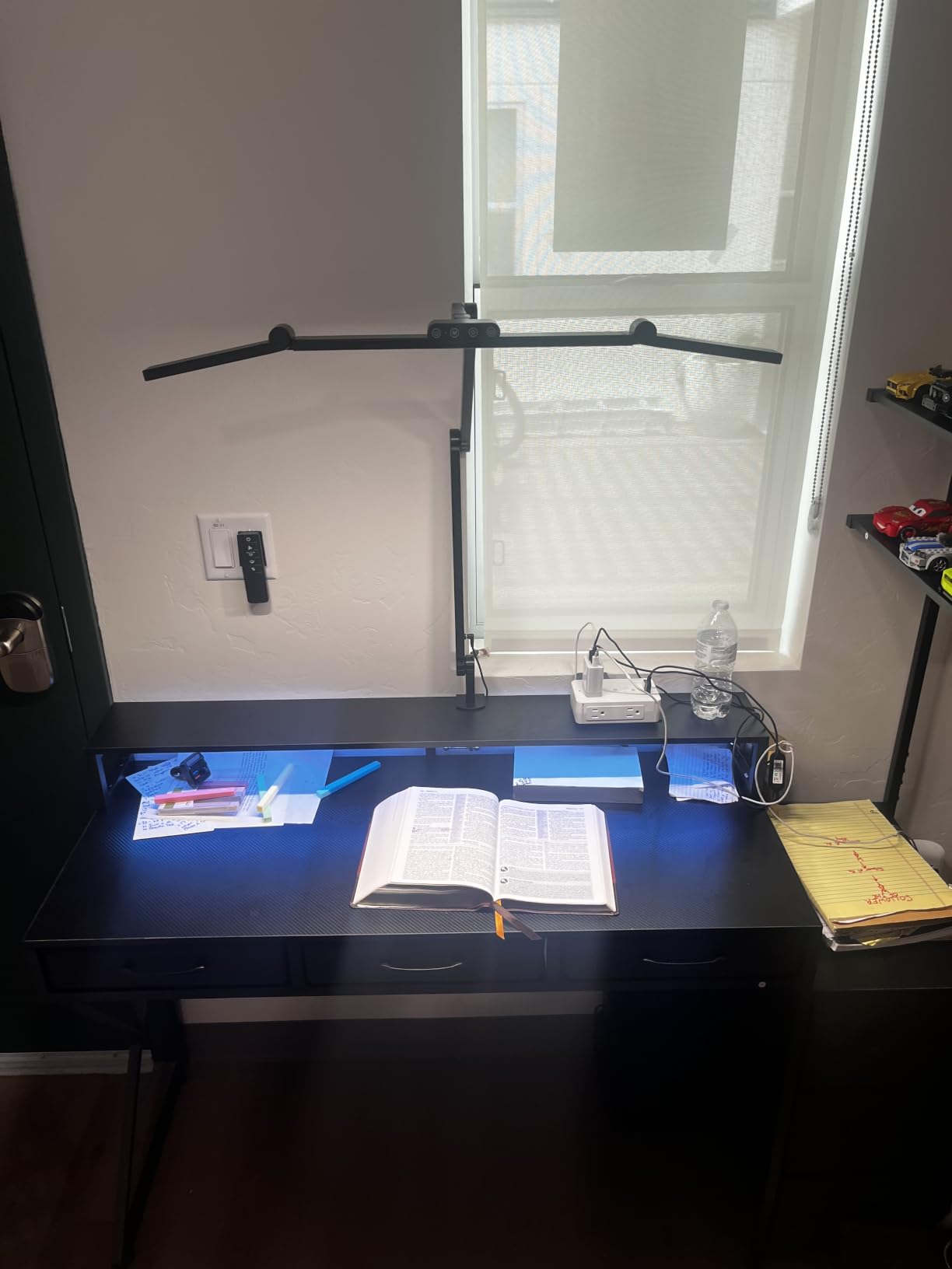 Micomlan Led Desk Lamp with Clamp, Architect Desk Lamp for Home Office with Atmosphere Lighting, 24W Ultra Bright Auto Dimming Computer Light Stepless Dimming and Tempering LED Table Light customer photo 2