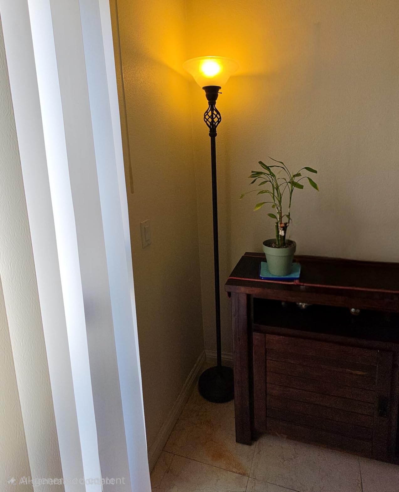 GyroVu Torchiere Floor Lamp for Living Room, LED Standing Reading Light | Glass Lampshade, 72