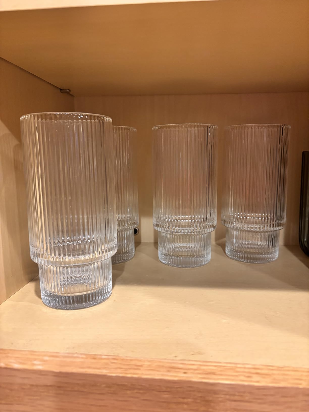 Qipecedm 6 Pack Ribbed Drinking Glasses, 16 oz Vintage Glass Cups, Highball Glasses customer photo 1