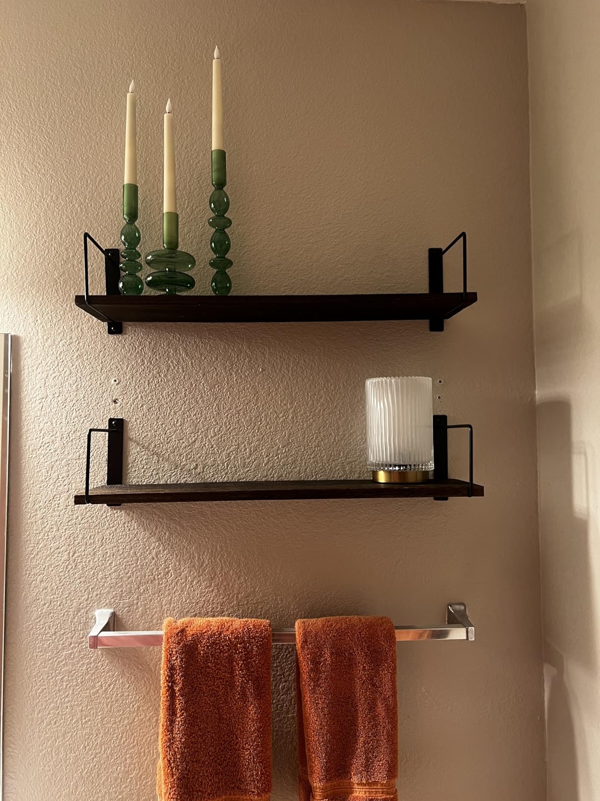 Floating Shelves, 24 Inches Shelves for Room Wall, Shelves on Wall (Brown) | Wall Shelves, Easy to Install Wall Mounted Shelves, Set of 3, Rustic Wood Shelves for Wall Decor, Hanging Shelves customer photo 1