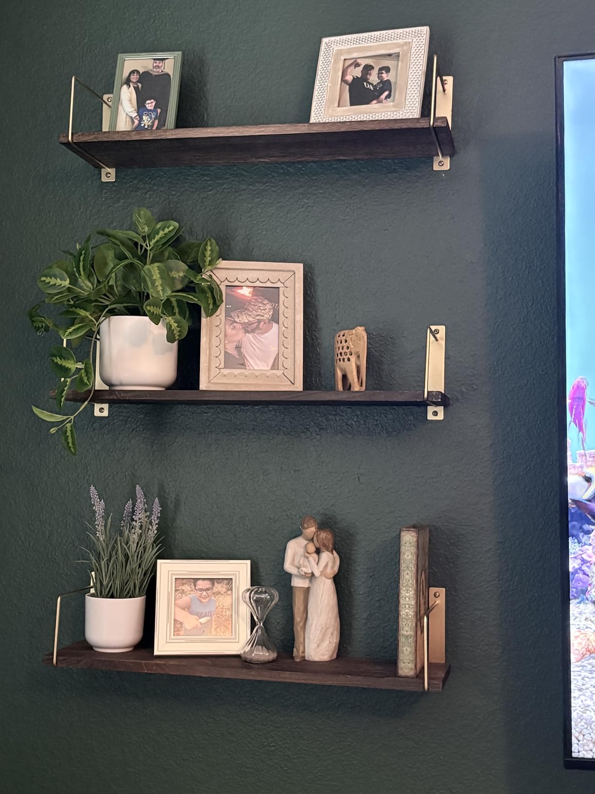 Floating Shelves, 24 Inches Shelves for Room Wall, Shelves on Wall (Brown) | Wall Shelves, Easy to Install Wall Mounted Shelves, Set of 3, Rustic Wood Shelves for Wall Decor, Hanging Shelves customer photo 2