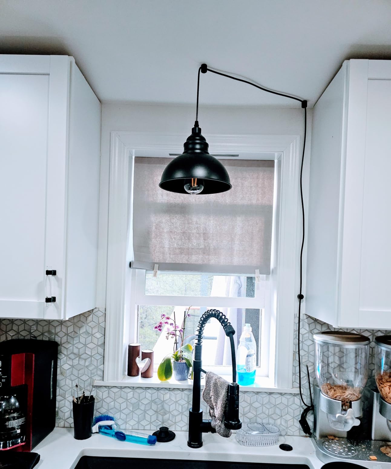 Plug in Pendant Light, 15FT Hanging Lights with Plug in Cord | On/Off Switch Industrial Pendant Light with Plug in Cord, Metal Hanging Lamps for Living Room, Kitchen, Dining Room, Bedroom customer photo 1