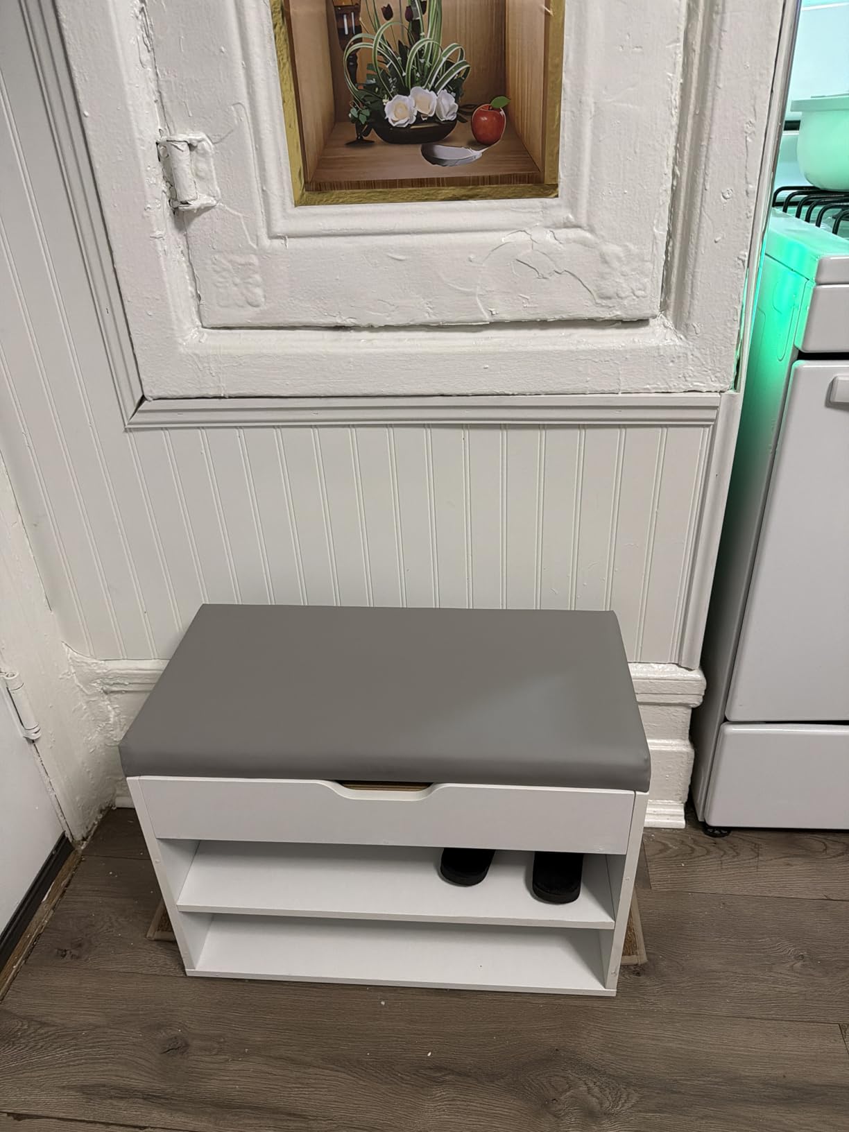 VASAGLE Storage Bench with Cushion, Shoe Bench, 11.8 x 31.5 x 17.3 Inches | Padded Seat, Hidden Storage, Hold up to 300 lb, Entryway, Rustic Brown and Ink Black, CUSTOS Collection ULHS30BX customer photo 1