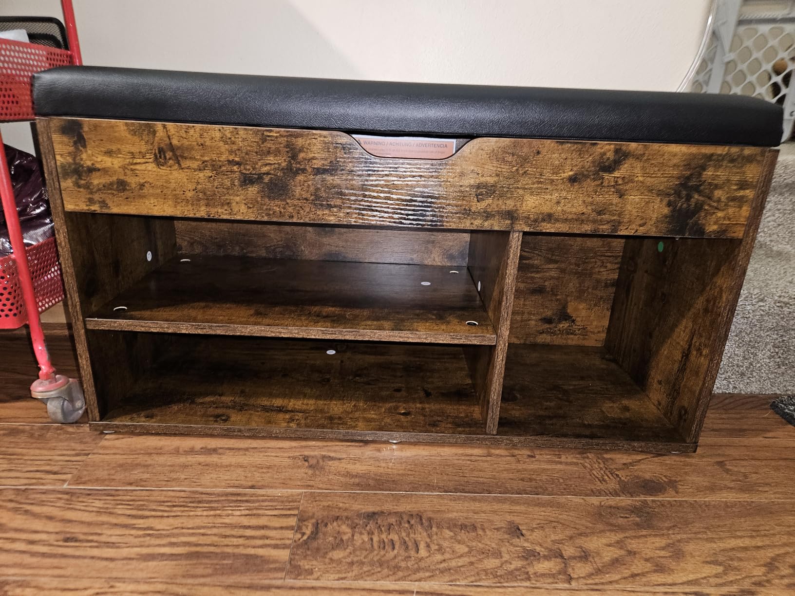 VASAGLE Storage Bench with Cushion, Shoe Bench, 11.8 x 31.5 x 17.3 Inches | Padded Seat, Hidden Storage, Hold up to 300 lb, Entryway, Rustic Brown and Ink Black, CUSTOS Collection ULHS30BX customer photo 2