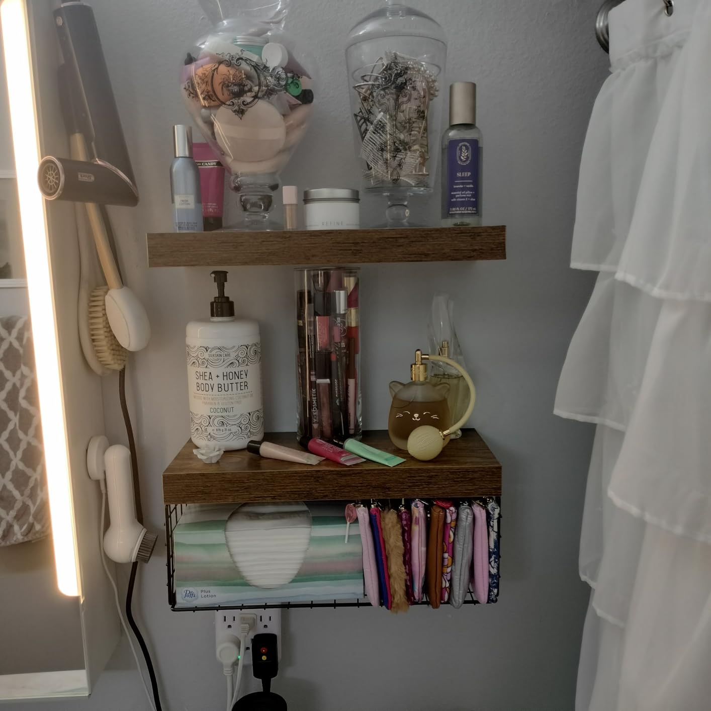 QEEIG Bathroom Shelves Over Toilet - Wall Mounted Floating Shelves Toilet Paper Storage Small Farmhouse Decor Shelf 16 inch Set of 3, Rustic Brown customer photo 1