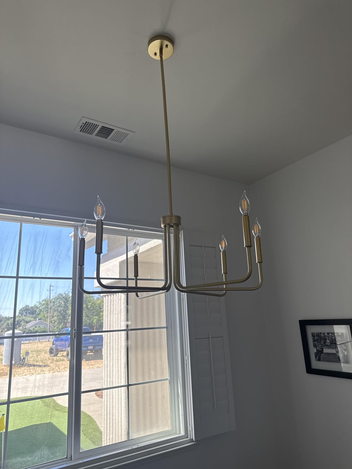Black Chandelier, 6-Light Farmhouse Chandelier for Dining Room Lighting Fixtures Hanging, Industrial Modern Chandelier for Bedroom, Foyer, Hall, Kitchen, Living Room, Entryway (No Assembly Required) customer photo 2