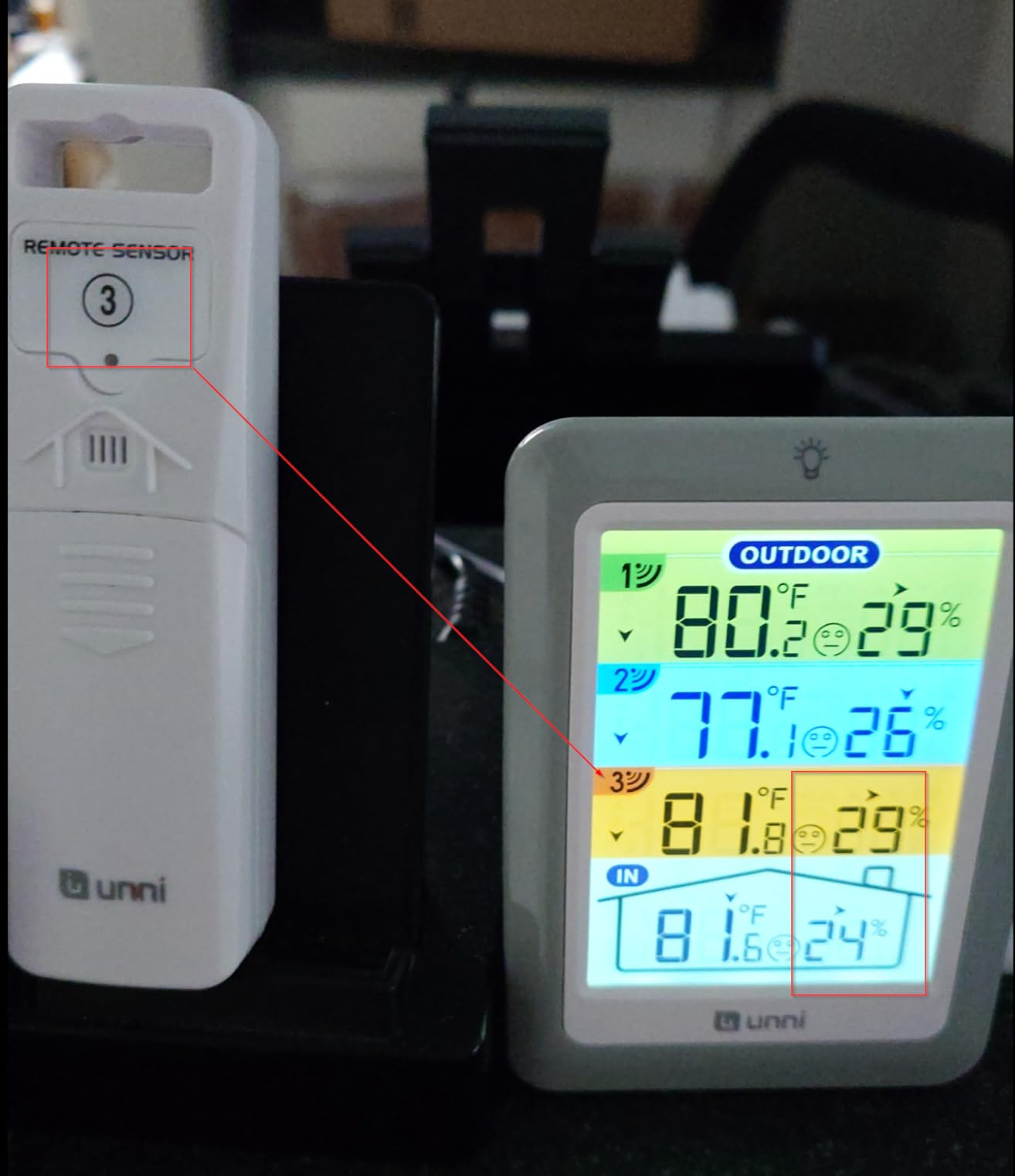 Indoor Outdoor Thermometer Wireless 4.5 Inch Display Digital Hygrometer | Temperature Humidity Monitor with 330ft Range Sensor and Adjustable Backlight with 3 Sensors customer photo 1