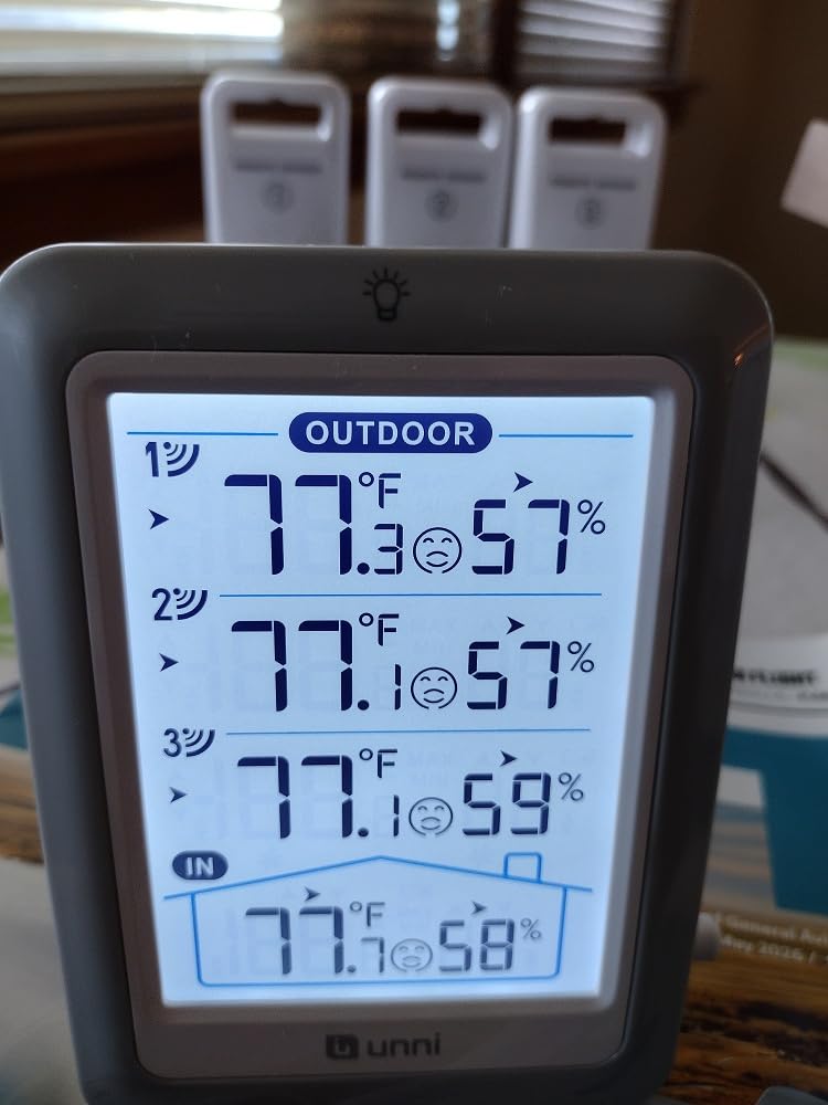 Indoor Outdoor Thermometer Wireless 4.5 Inch Display Digital Hygrometer | Temperature Humidity Monitor with 330ft Range Sensor and Adjustable Backlight with 3 Sensors customer photo 2