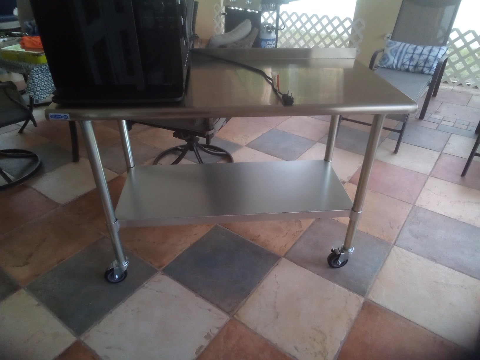 HARDURA Stainless Steel Table with Wheels 24X48 Inches, 2