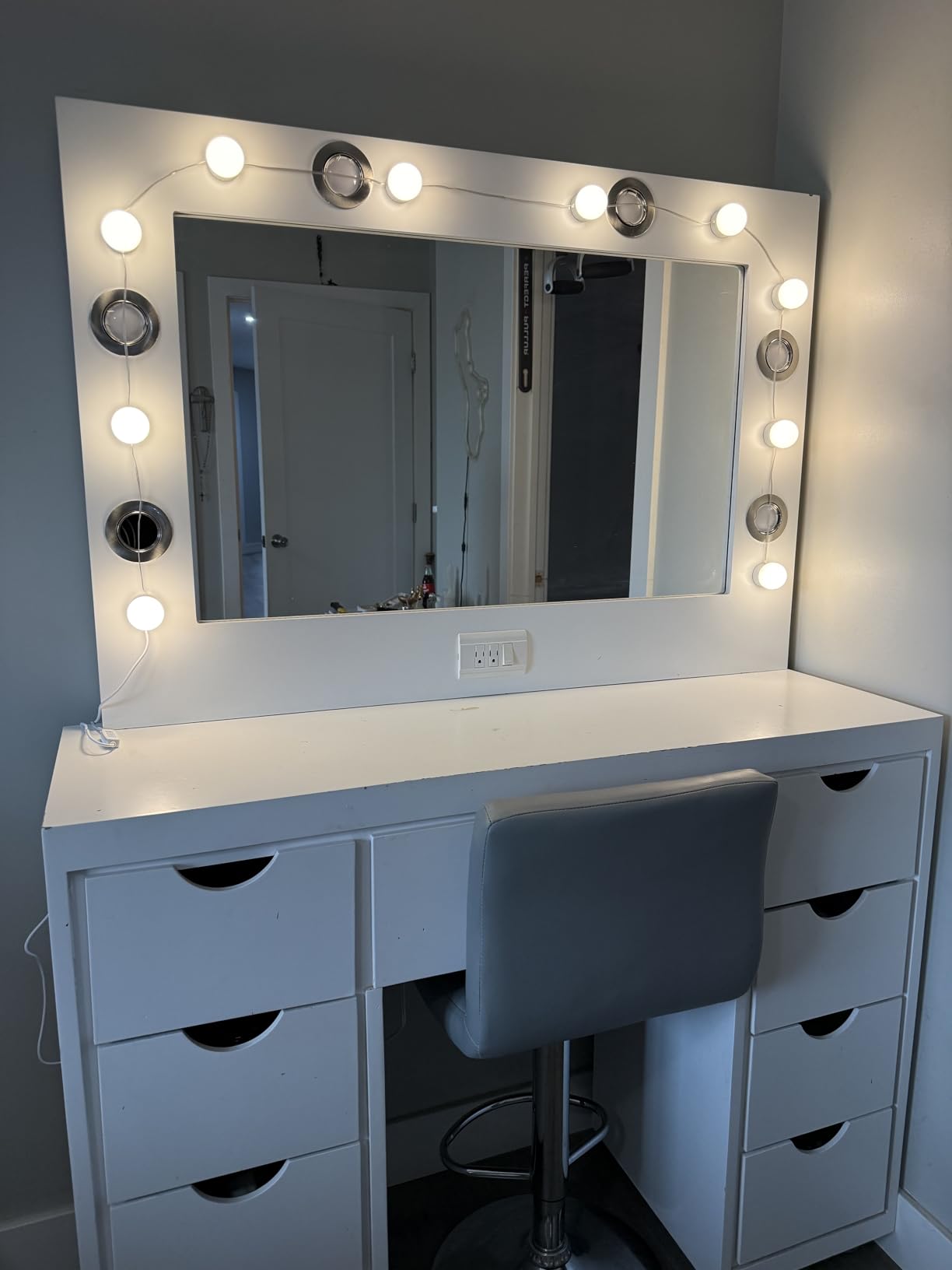 LED Vanity Lights For Mirror, Vanity Lights Stick on with 10 Dimmable Bulbs | 3000K 4000K 6500K & 10 Level Brightness Adjustable, USB Cable, Hollywood Mirror Lights for Makeup Dressing Room Bathroom customer photo 1