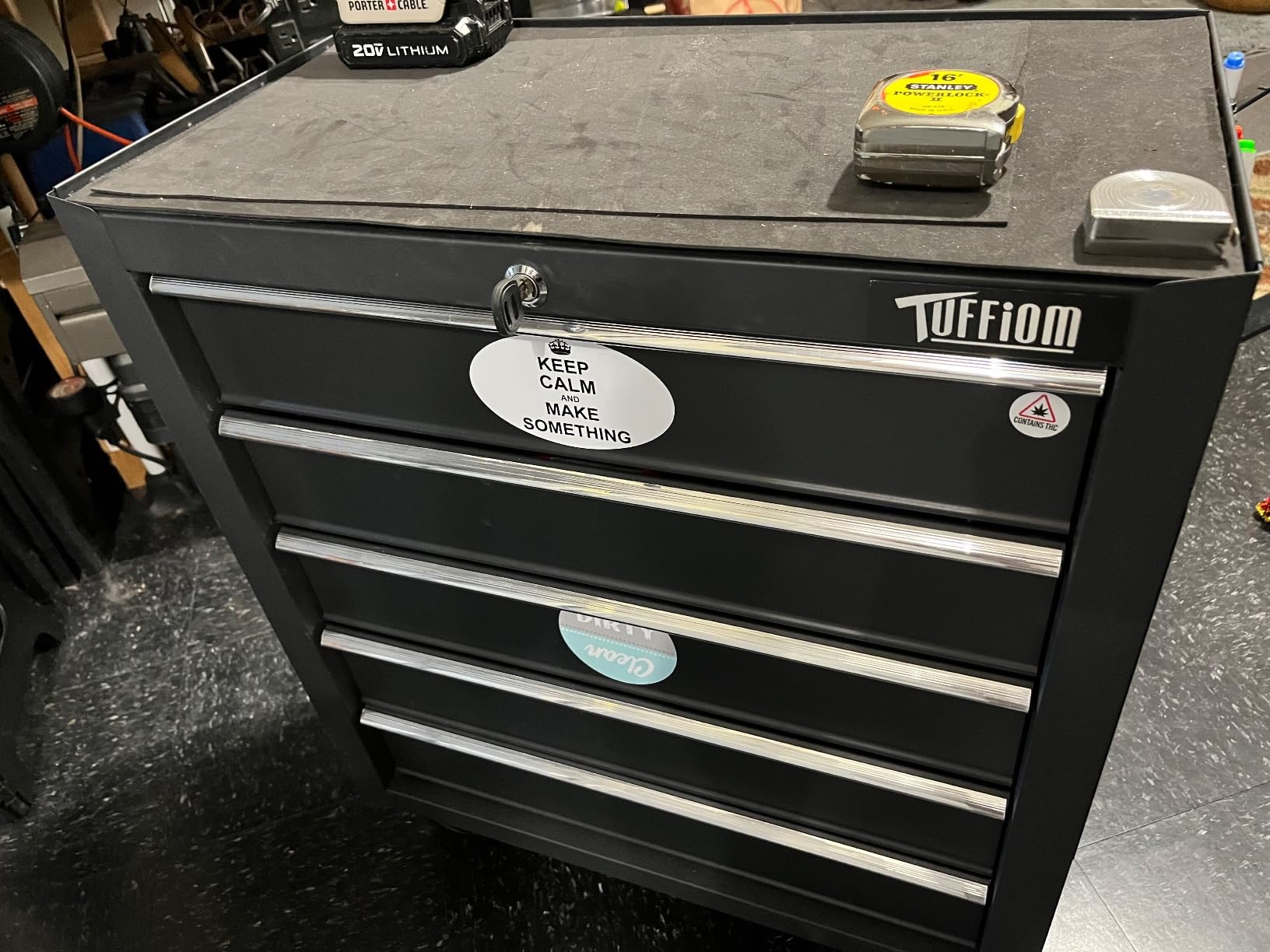 TUFFIOM 5-Drawer Rolling Tool Chest w/Drawers & Lock, Tool Storage Cabinet with Lockable Wheels, Top Cushion & Drawer Liners, Tool Organizer Box for Garage, Warehouse & Repair Shop customer photo 1