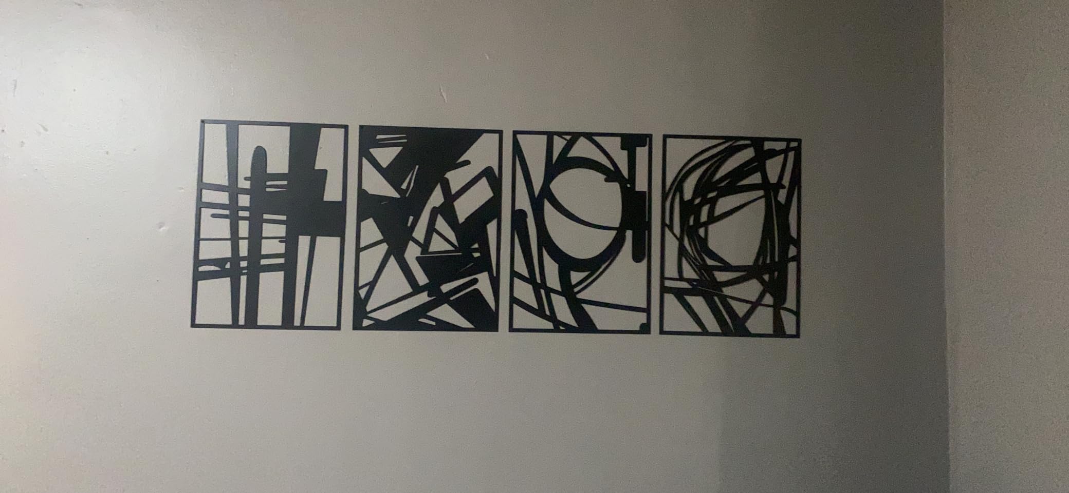 Glamativity 4 Pack Black Abstract Metal Wall Art, Minimalist Decor Single Line Art Wall Decor, 3D Textured Metal Wall Sculptures, for Living Room Bedroom Bathroom Study Room (Black Abstract, M Size 16 x 11'') customer photo 2