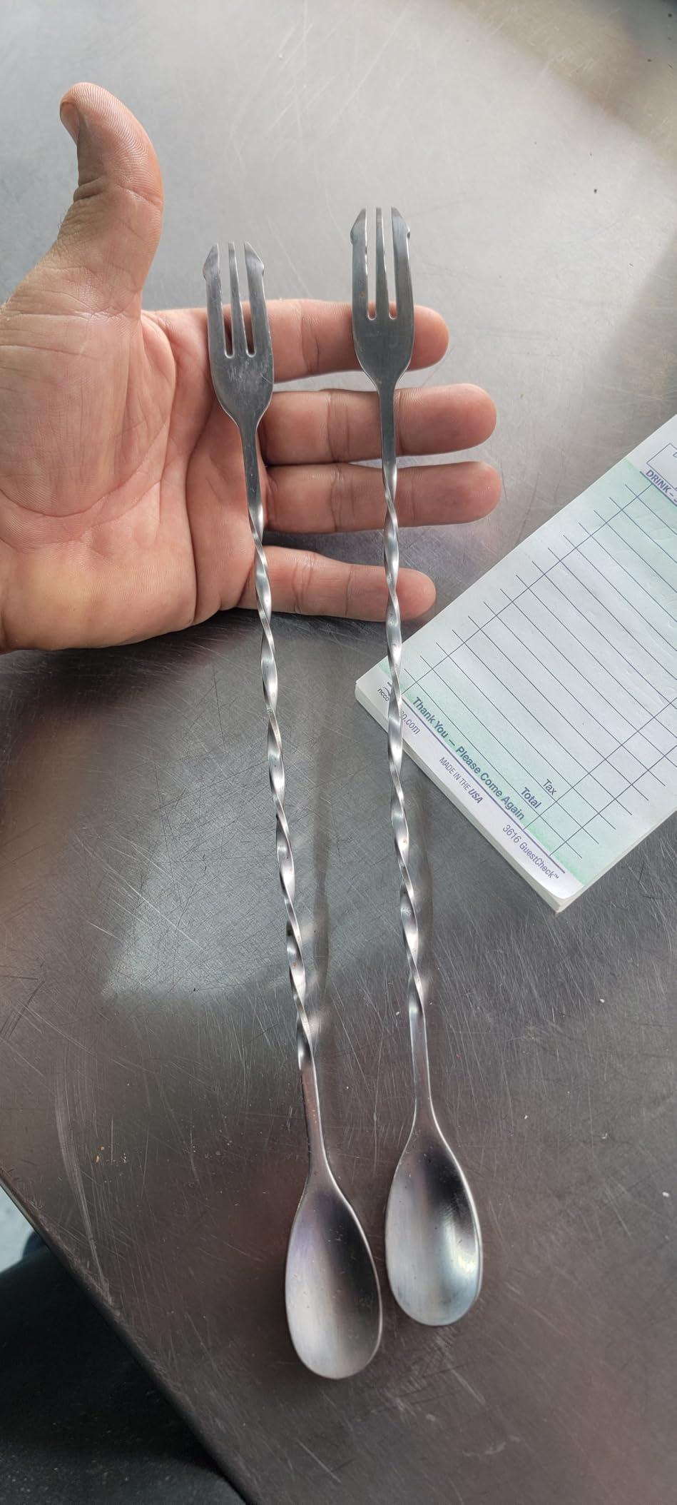 Cuttte 2pcs Bar Spoon Cocktail Mixing Spoons for Drinks 12.7 Inches Long | Stainless Steel Long Handle Cocktail Stirrers with Trident Tip, Silver Drink Stirrers customer photo 1