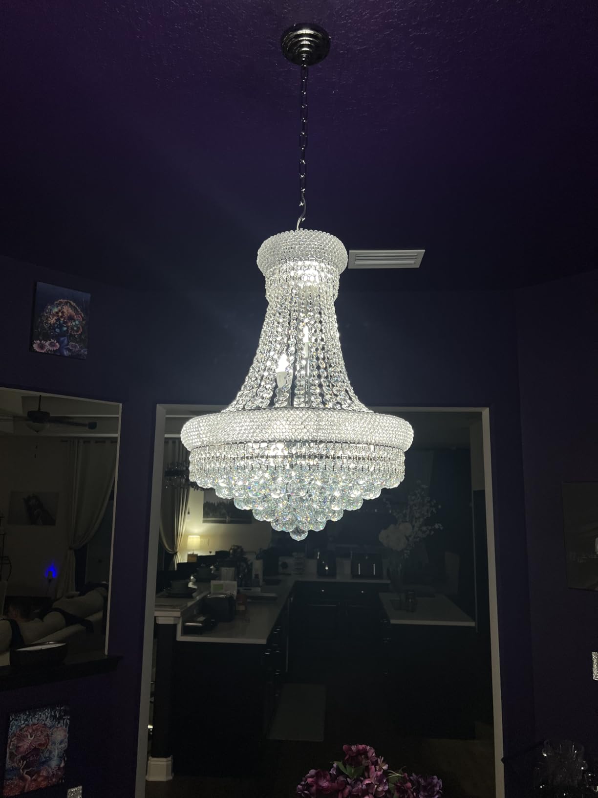 Gold Crystal Chandeliers for Dining Room，12-Lights D22 Inch | Empire Style K9 Crystal Chandeliers for Entryway，Luxury Lighting Fixtures for Living Room Entryway Foyer Adjustable Height customer photo 1
