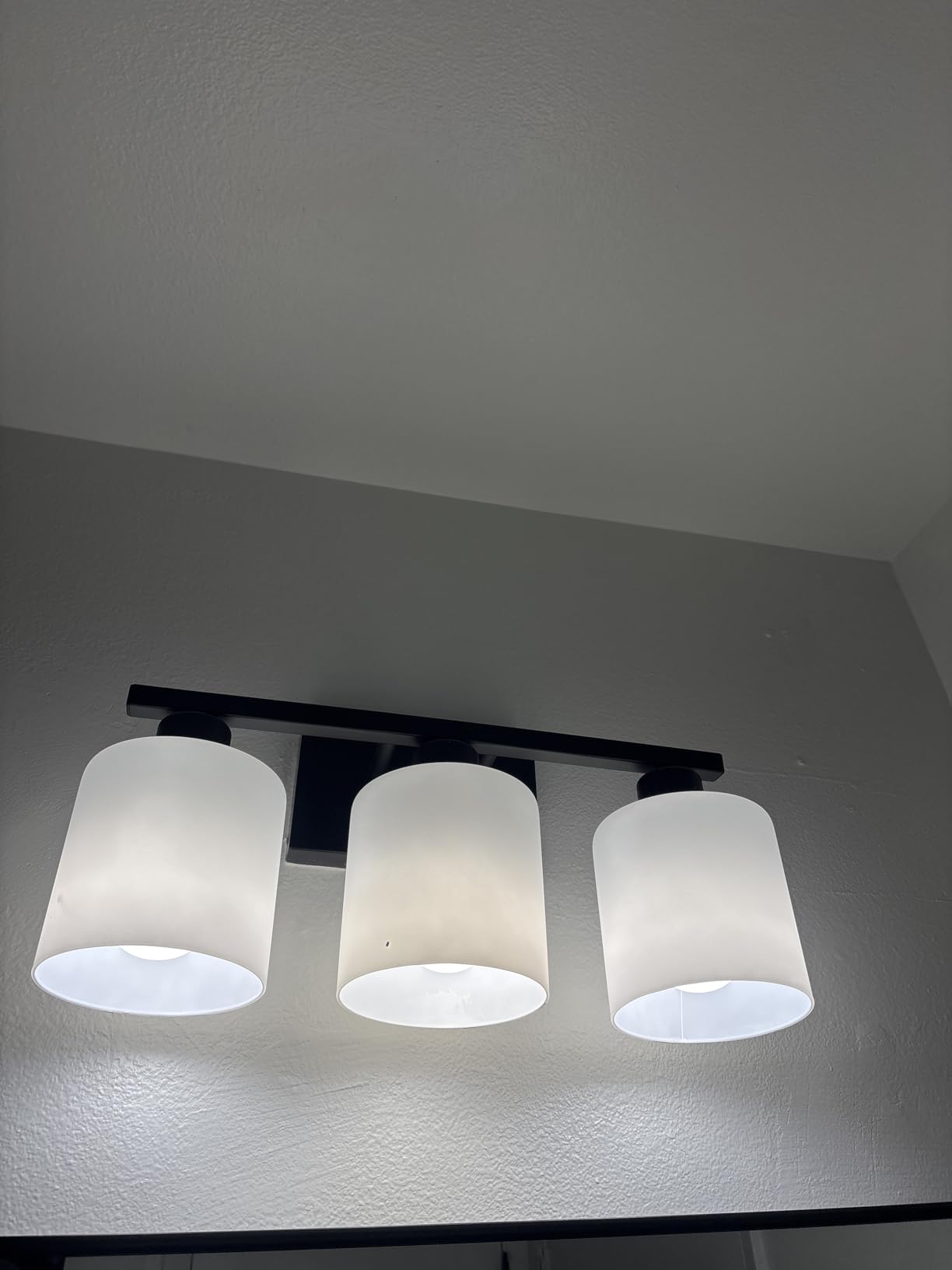 18 Inches Bathroom Light Fixtures Over Mirror Brushed Nickel | Anti-Rust 3-Light Vanity Lights Over Mirror, E26 Standard Socket, Milky White Glass Shades, Bulbs Not Included customer photo 2