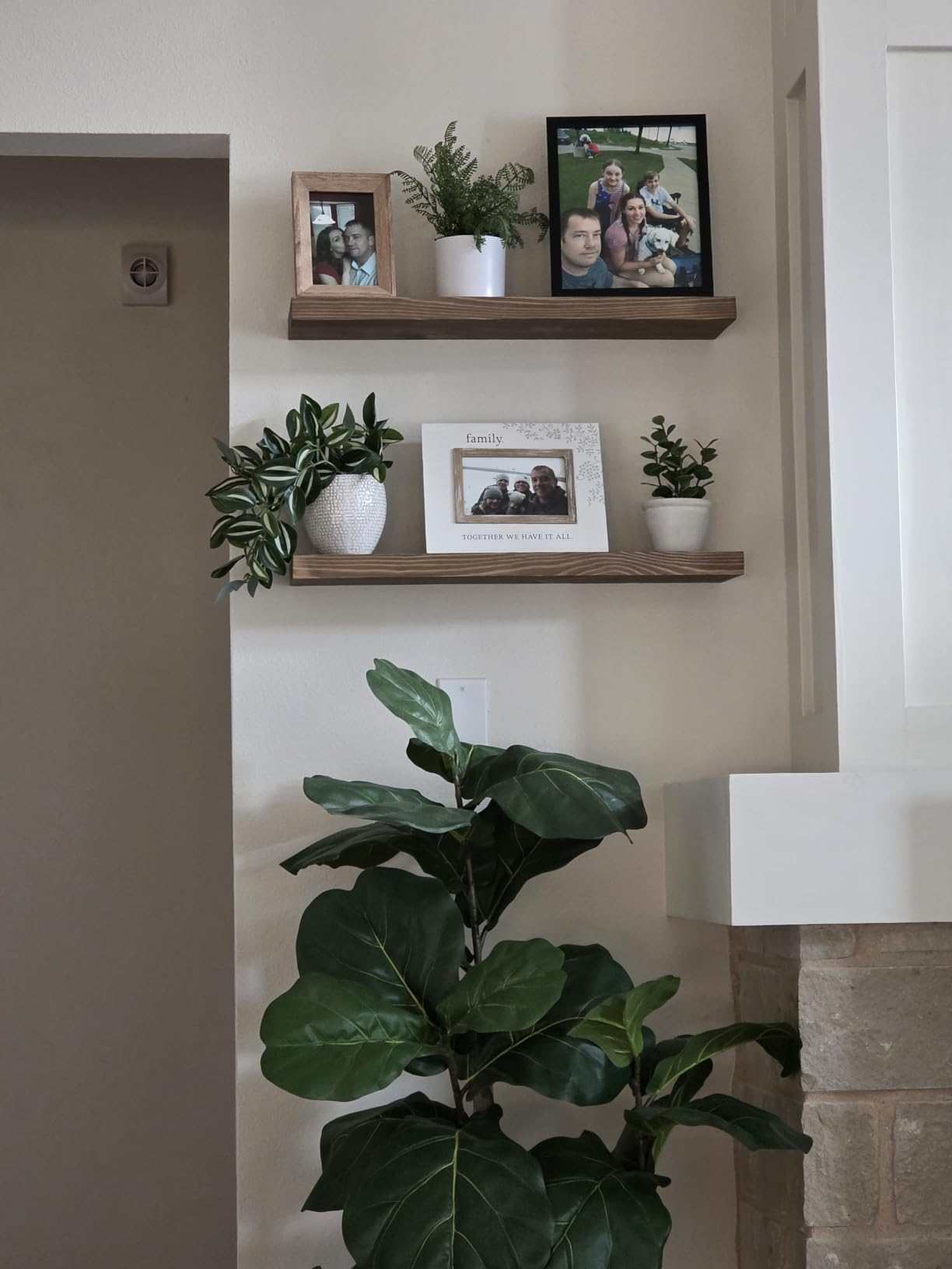 BGMG Wood Floating Shelves for Wall 24 inch Set of 2, Rustic Wooden Wall Mount Shelves for Bathroom Living Room Bedroom Kitchen Farmhouse -24x6.7-Dark Walnut customer photo 1