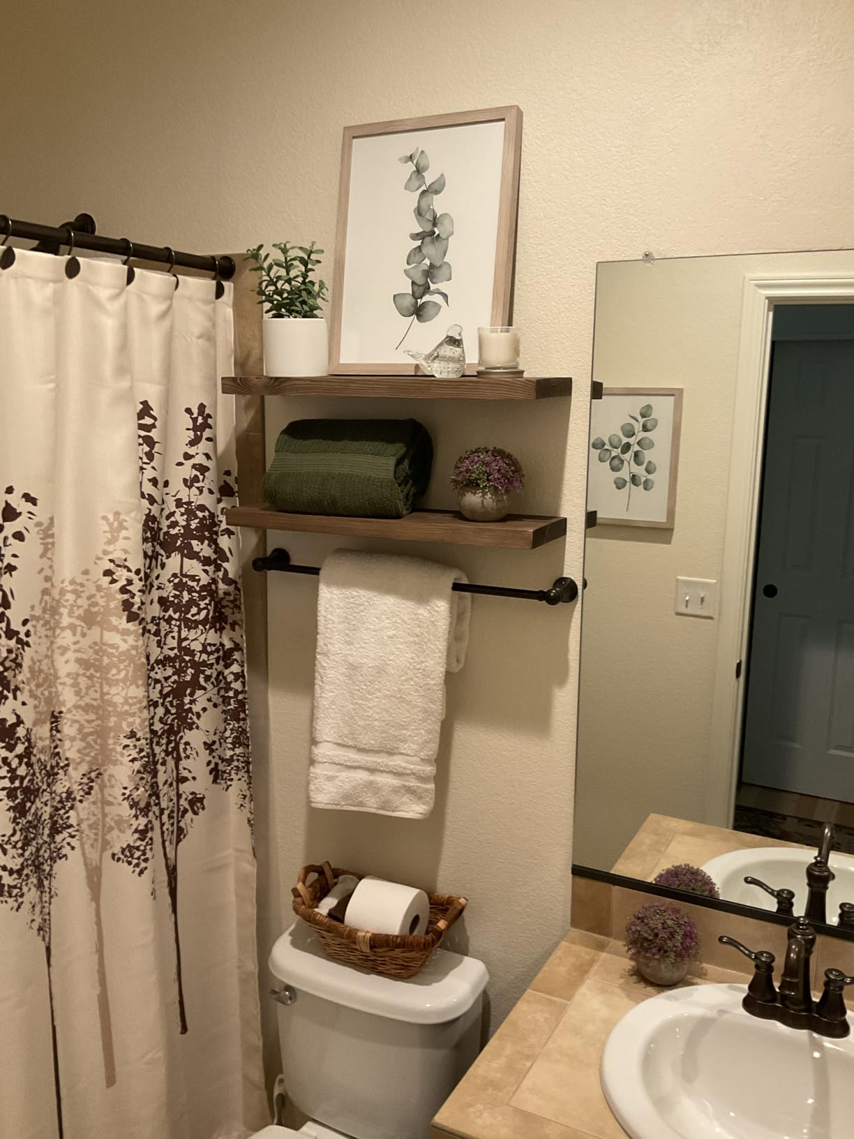 BGMG Wood Floating Shelves for Wall 24 inch Set of 2, Rustic Wooden Wall Mount Shelves for Bathroom Living Room Bedroom Kitchen Farmhouse -24x6.7-Dark Walnut customer photo 2