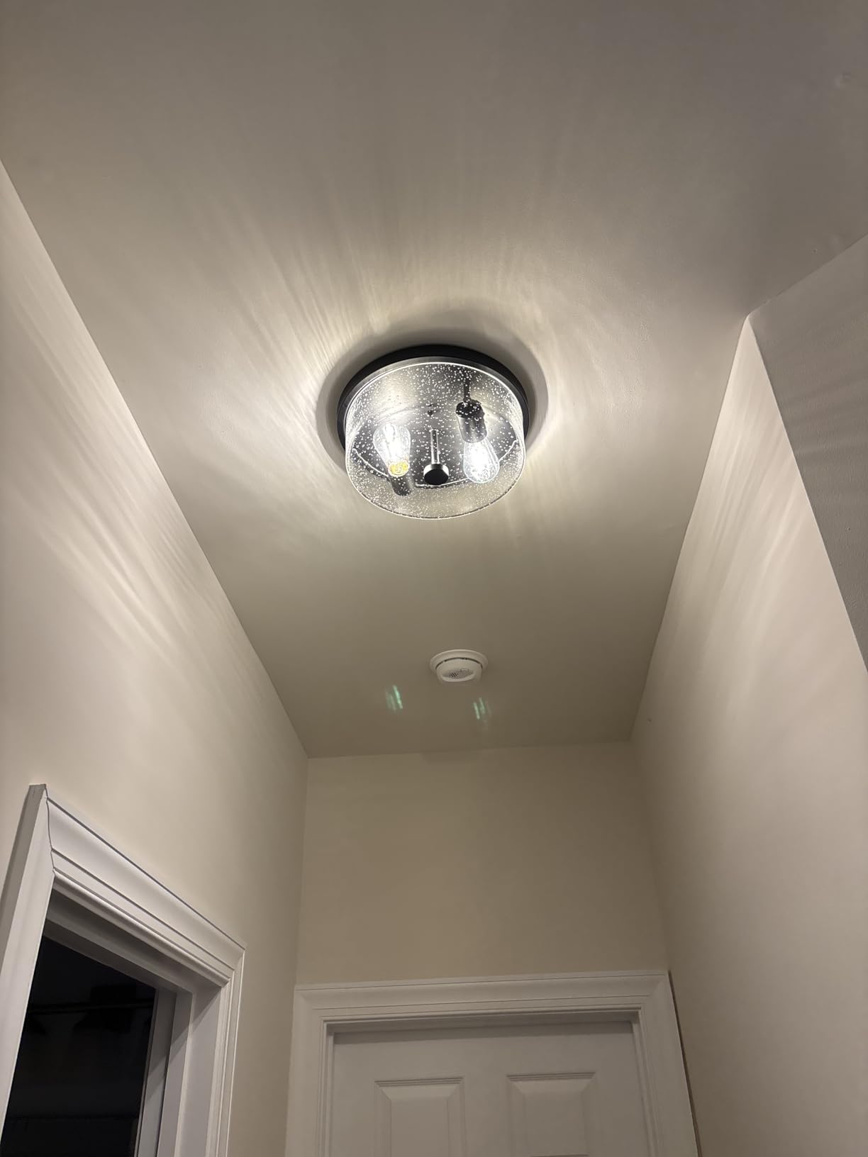 Black Flush Mount Ceiling Light Fixtures, 2-Light Ceiling Mount for Farmhouse with Seeded Glass Lampshade, Industrial Flush Mount Light Fixture Farmhouse for Hallway, Kitchen, Entryway and Foyer customer photo 1