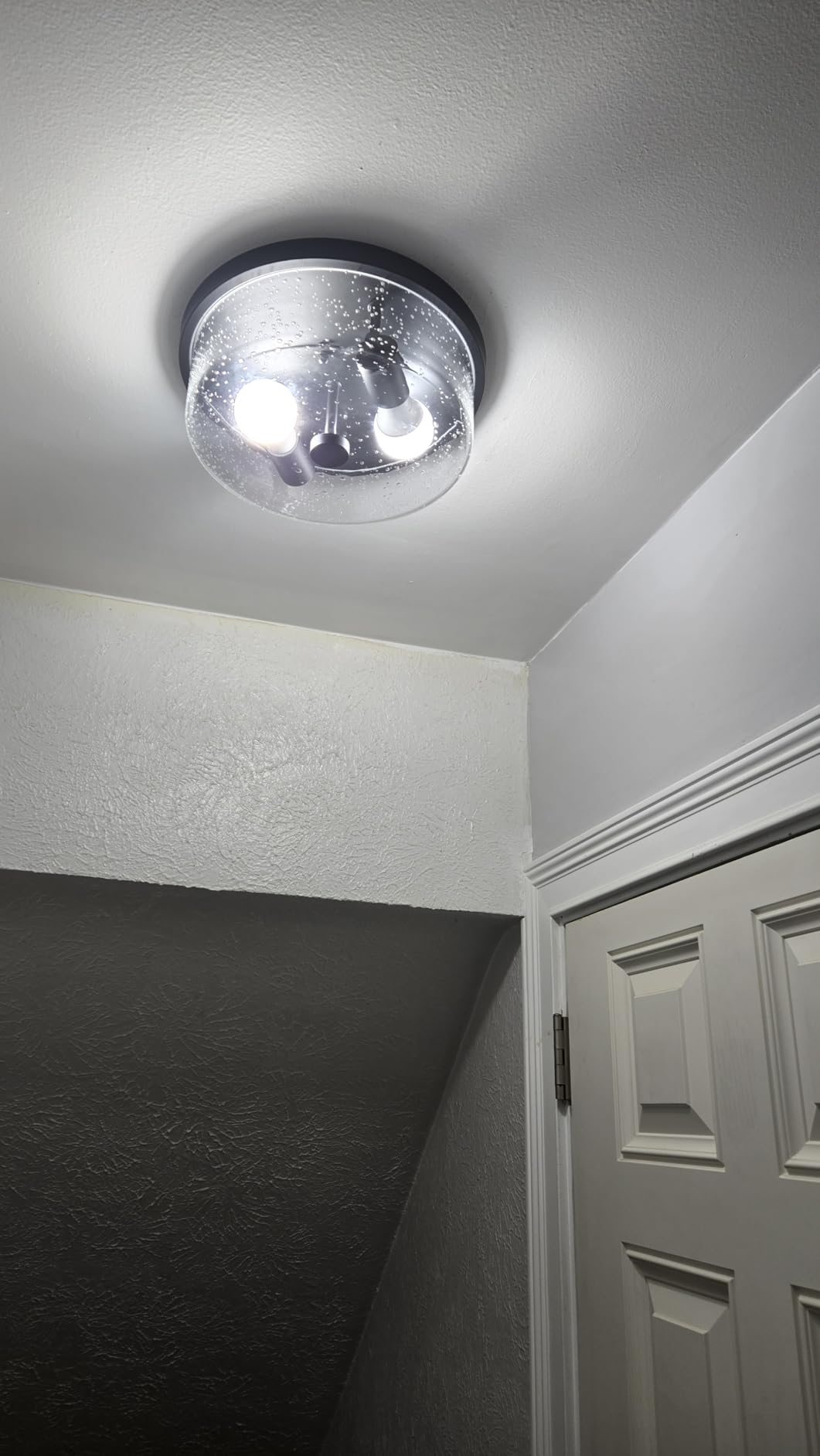 Black Flush Mount Ceiling Light Fixtures, 2-Light Ceiling Mount for Farmhouse with Seeded Glass Lampshade, Industrial Flush Mount Light Fixture Farmhouse for Hallway, Kitchen, Entryway and Foyer customer photo 2