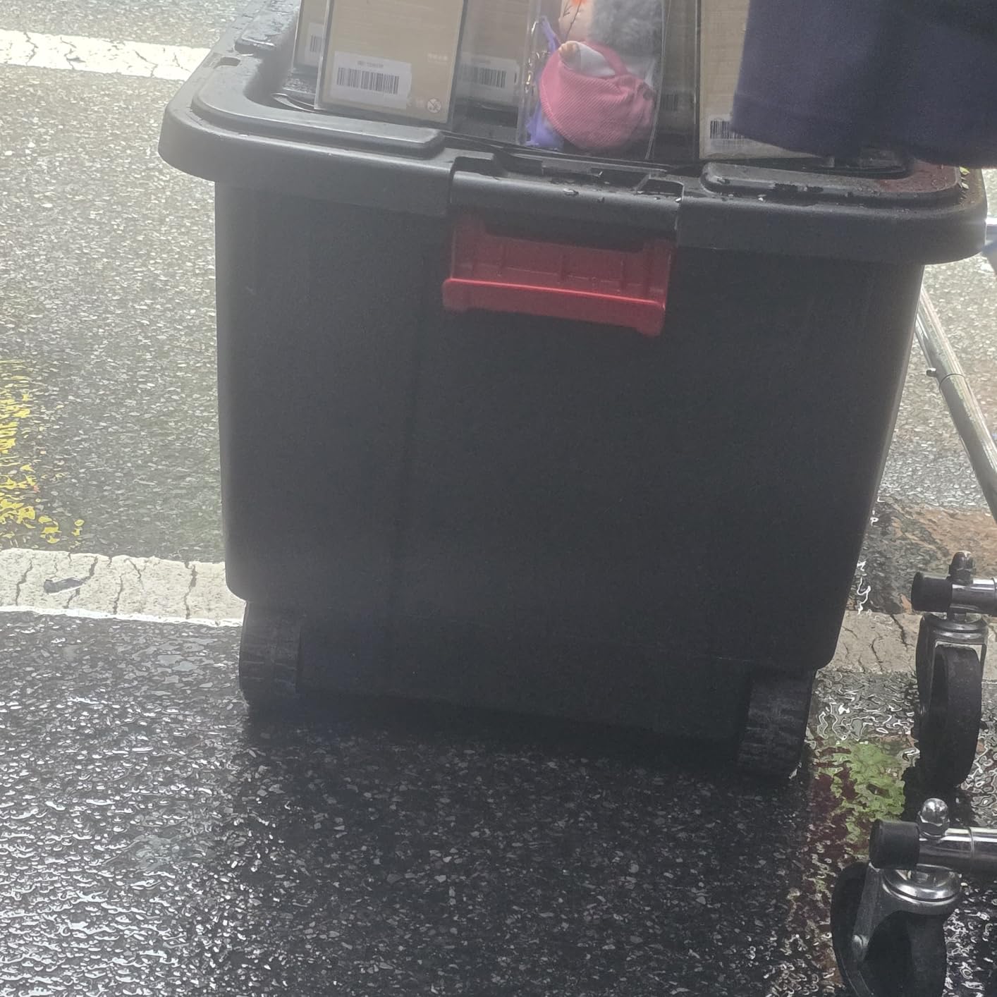 Set of 2 Black 40 Gallon Industrial Tote Plastic Bins with Wheels - Convenient Storage Solution customer photo 1