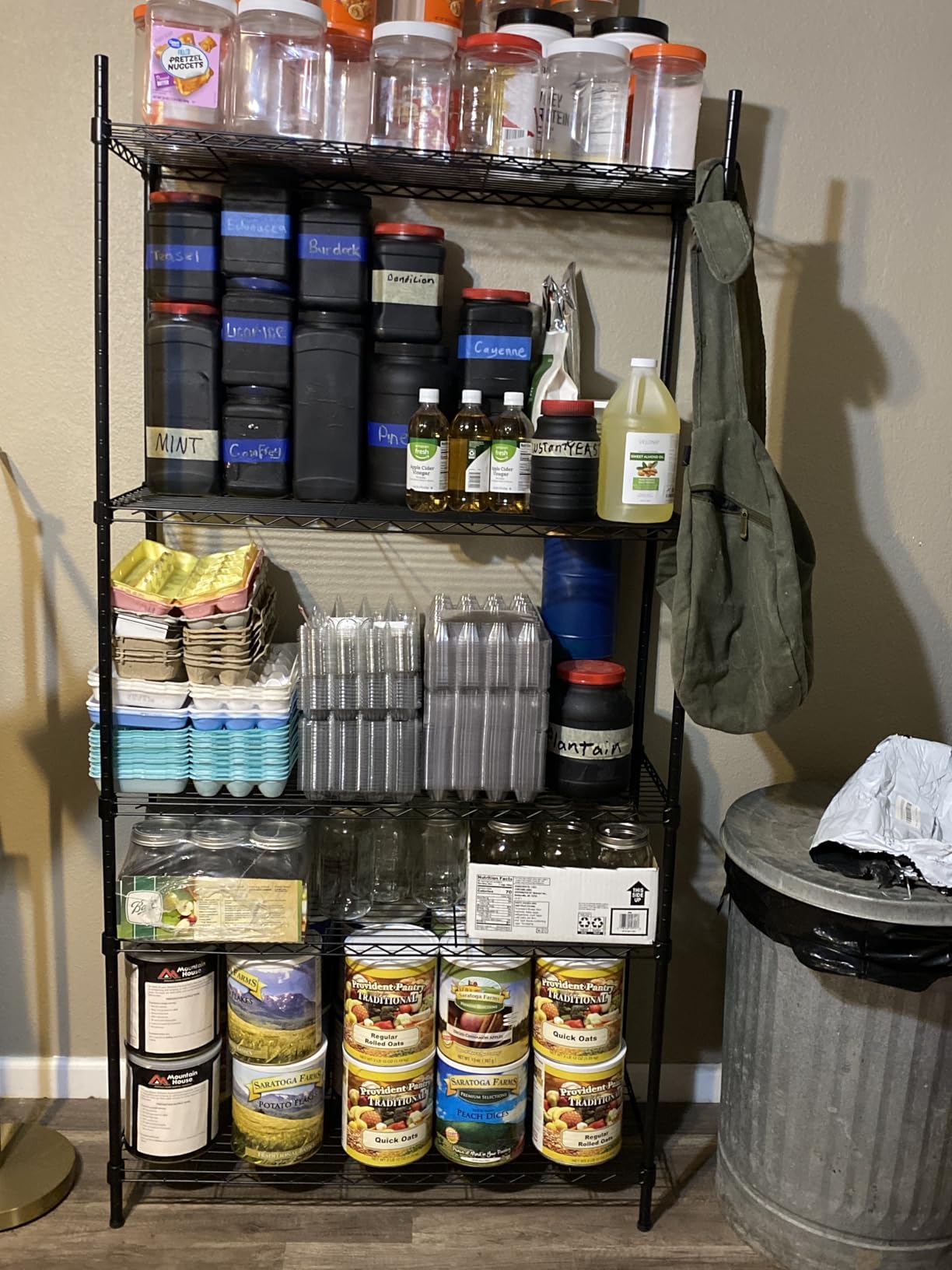 REIBII 72''H Metal Shelving 5-Tier Storage Shelves,1100lbs, Kitchen Pantry | Adjustable wire shelves, 220 lbs/shelf, safety locks, adjustable leveling feet, tool-free setup, fits garage, bathroom, commercial customer photo 1