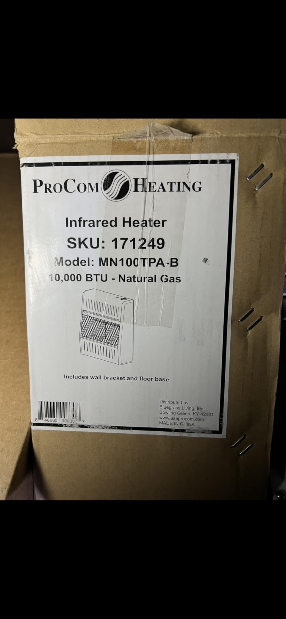 ProCom Heating Natural Gas Ventless Infrared Plaque Heater With Base Feet - 10,000 BTU, T-Stat Control - Model# MN100TPA-B customer photo 2