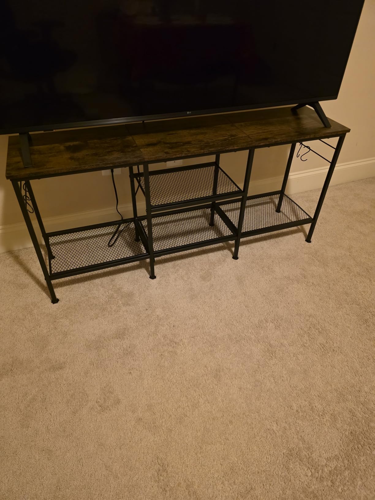 Furologee TV Stand for TVs up to 55 Inch, Entertainment Center with Open Storage Shelves, Media Console Table with Soundbar Shelf for Living Room, Bedroom, Rustic Brown customer photo 2