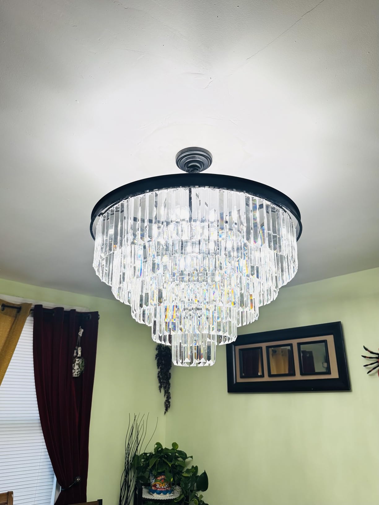 Large Crystal Chandelier Modern Black 30