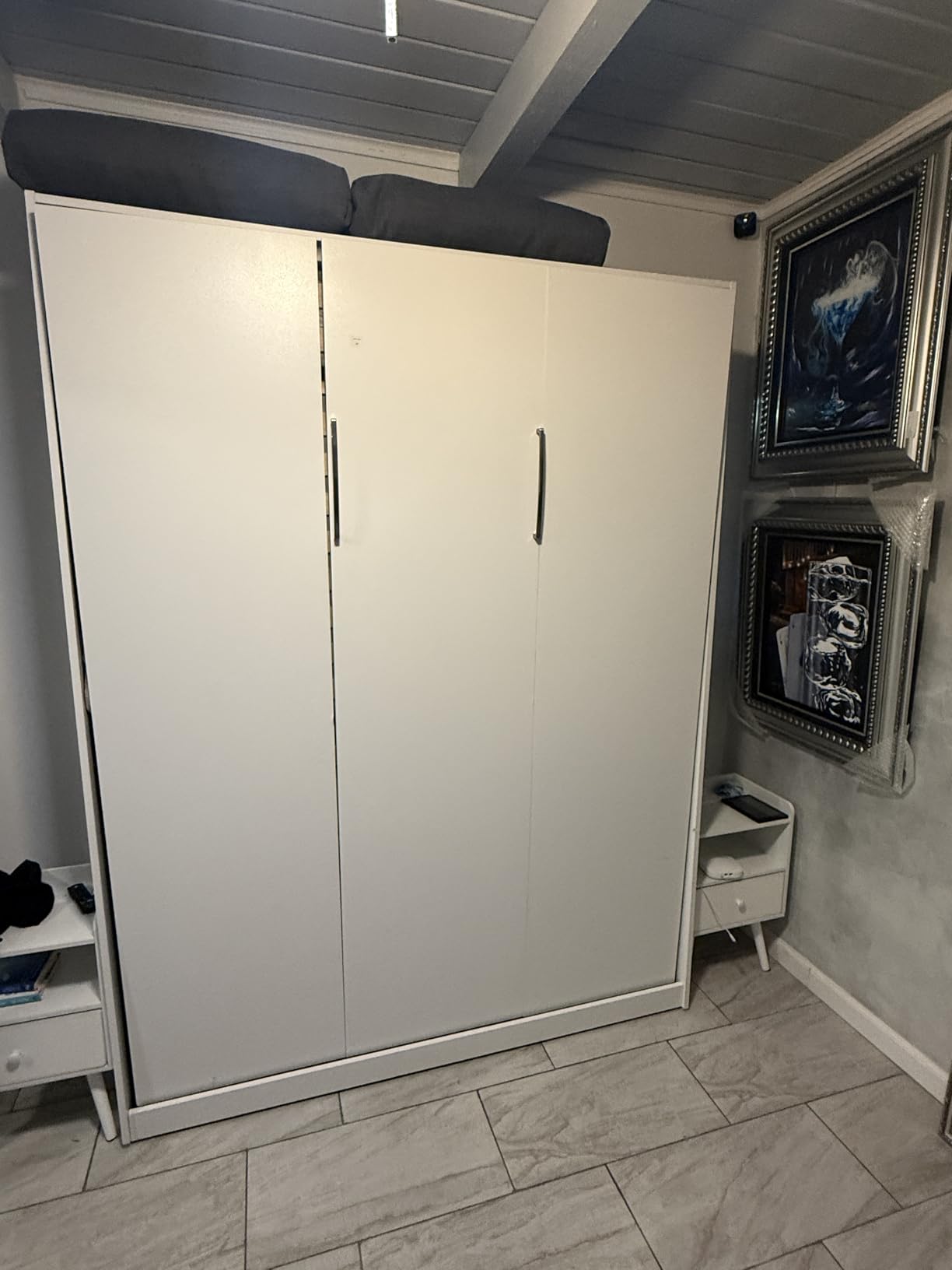 Bestar Queen Murphy Bed, White, Claremont, 65W | Dual piston mechanism; for guest room or multipurpose space customer photo 2