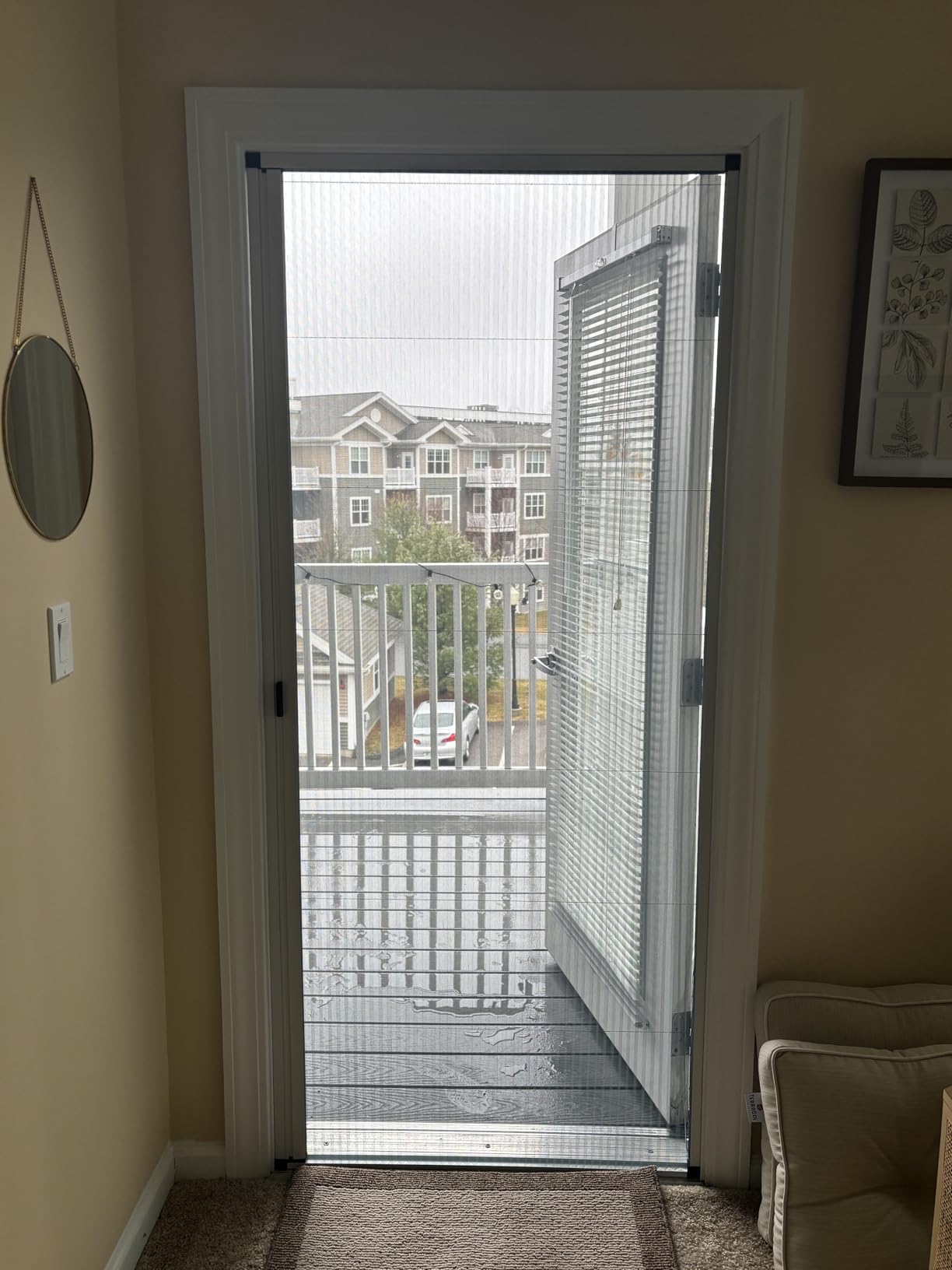 ROOMNEST No-Drilling Retractable Screen Door, Folding Door with Aluminum Frame and Durable Mesh, Keeps Bugs Out, for Single or Double Door Customize Size(White customer photo 1