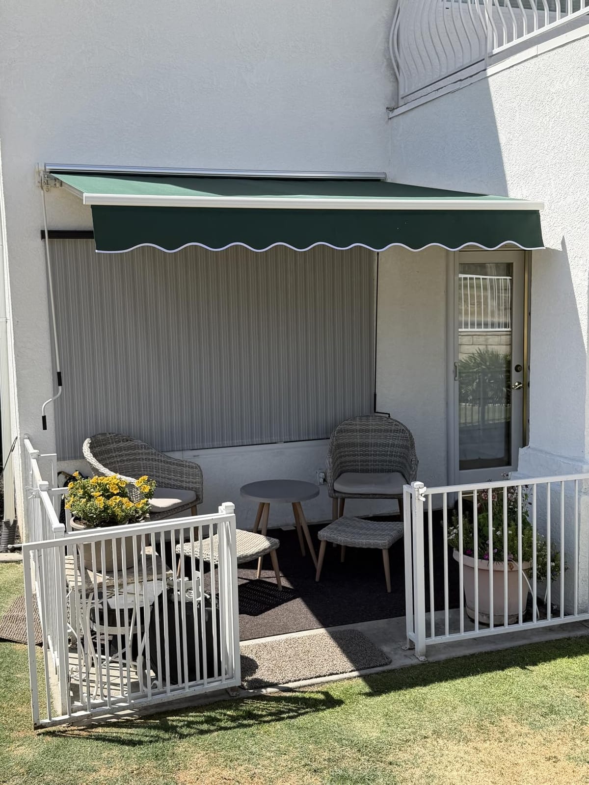 PATISOL 10'x8' Patio Manual Retractable Awning Fully Assembled, Blue | Aluminum Frame, 280G Polyester, Water-Resistant, Sunshade Shelter for Outdoor Window Door Awning Deck Canopy Balcony customer photo 1