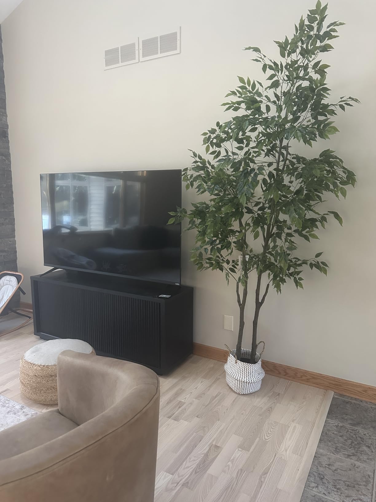 Warmplants 7ft Artificial Ficus Tree with Woven Basket customer photo 2