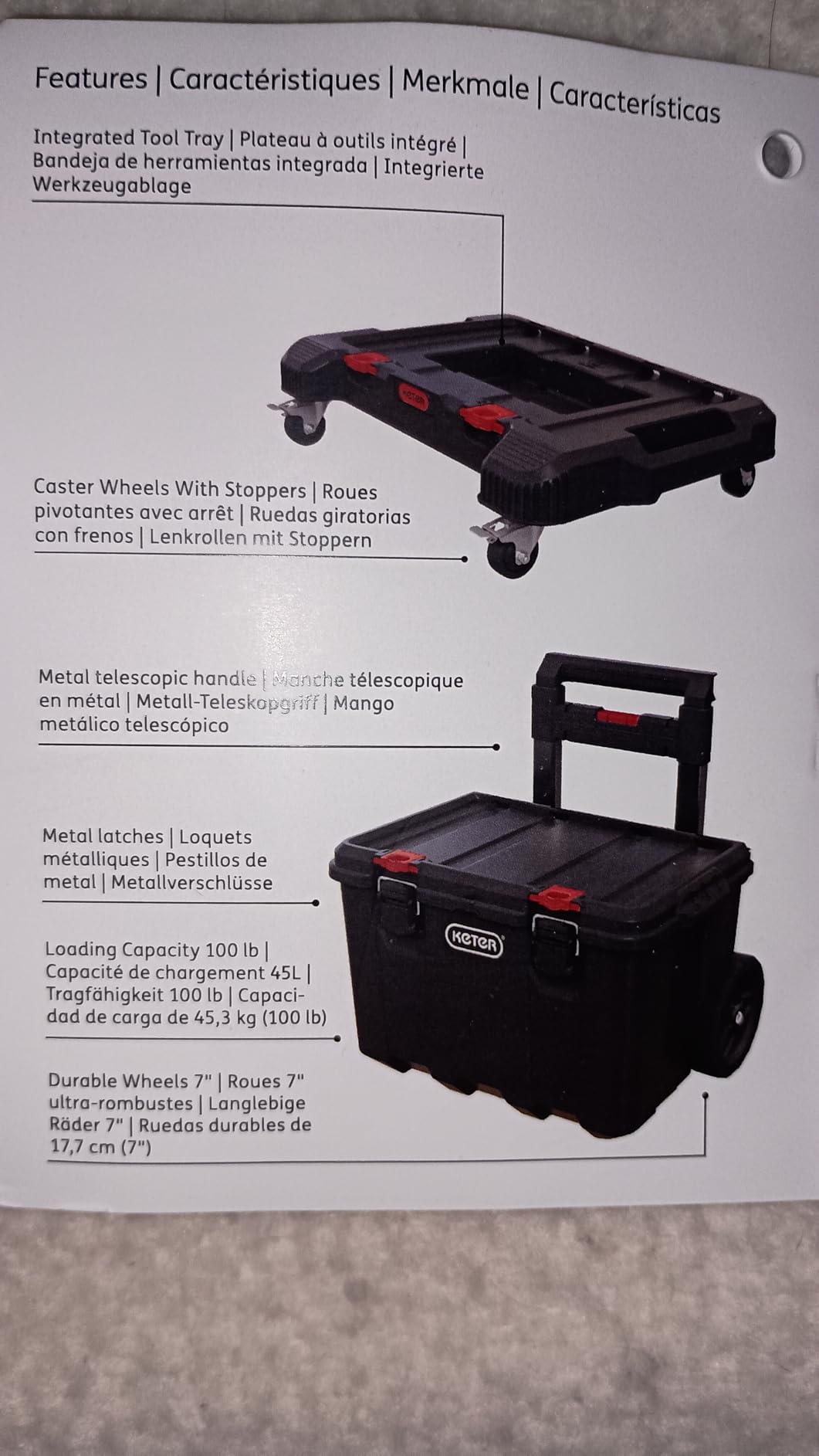 Keter Stack N Rolling Tool Box Modular Storage System 3 Piece | Black and Red, Heavy Duty, Weatherproof, All Terrain Wheels, Durable, Easy to Use, Telescoping Handle customer photo 2