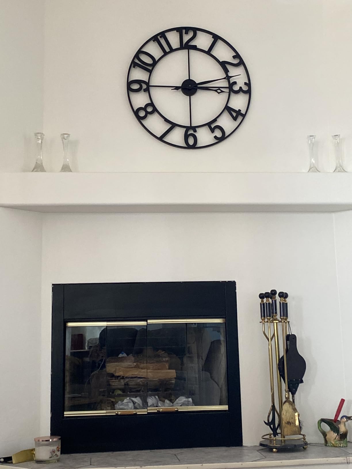 CLXEAST Silent 24 Inch Wall Clock for Living Room Decor,Metal Roman Numeral | Non Ticking,Matt Black,Large Thicker Metal Wall Clock for Dinning Room,Entryway,Home Office & Fireplace Decor customer photo 1