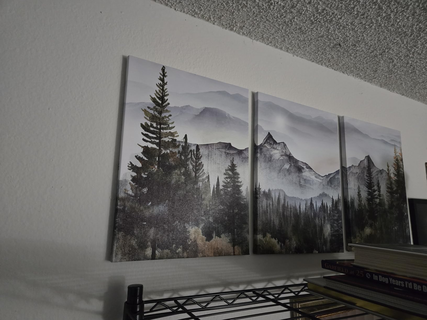 MHARTK66 Wall Art for Living Room Modern Wall Decor for Bedroom Office Decor Abstract Mountain Forest Landscapes Ink Painting 3 Piece Framed Canvas Art Prints Ready to Hang Wall Pictures Home Decor customer photo 1