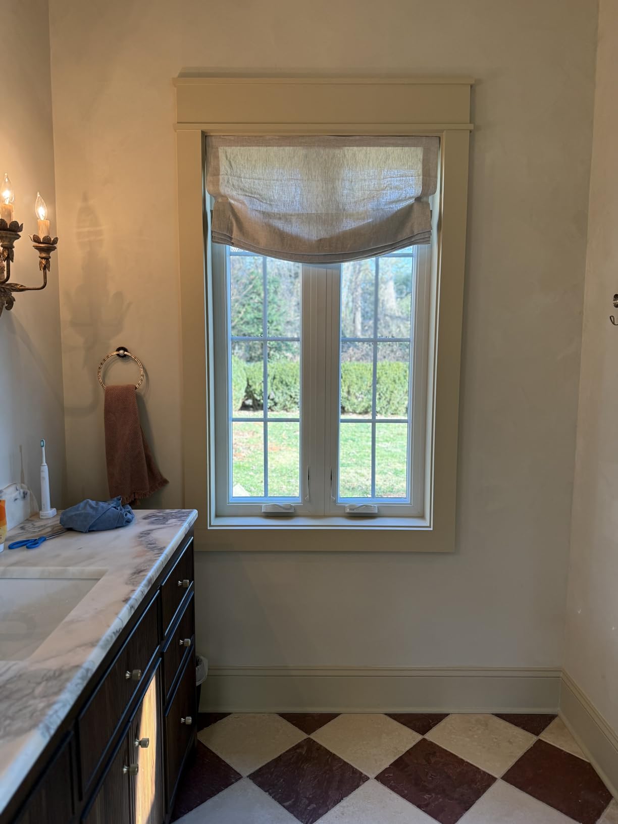 FANXINCAIWEI Roman Shades: Premium Handmade Relaxed Natural Linen for Windows - Custom Fabric Window Shade Treatment,Blackout Light Filtering for Living Room,Doors and Kitchen,Cordless Pull Down customer photo 1