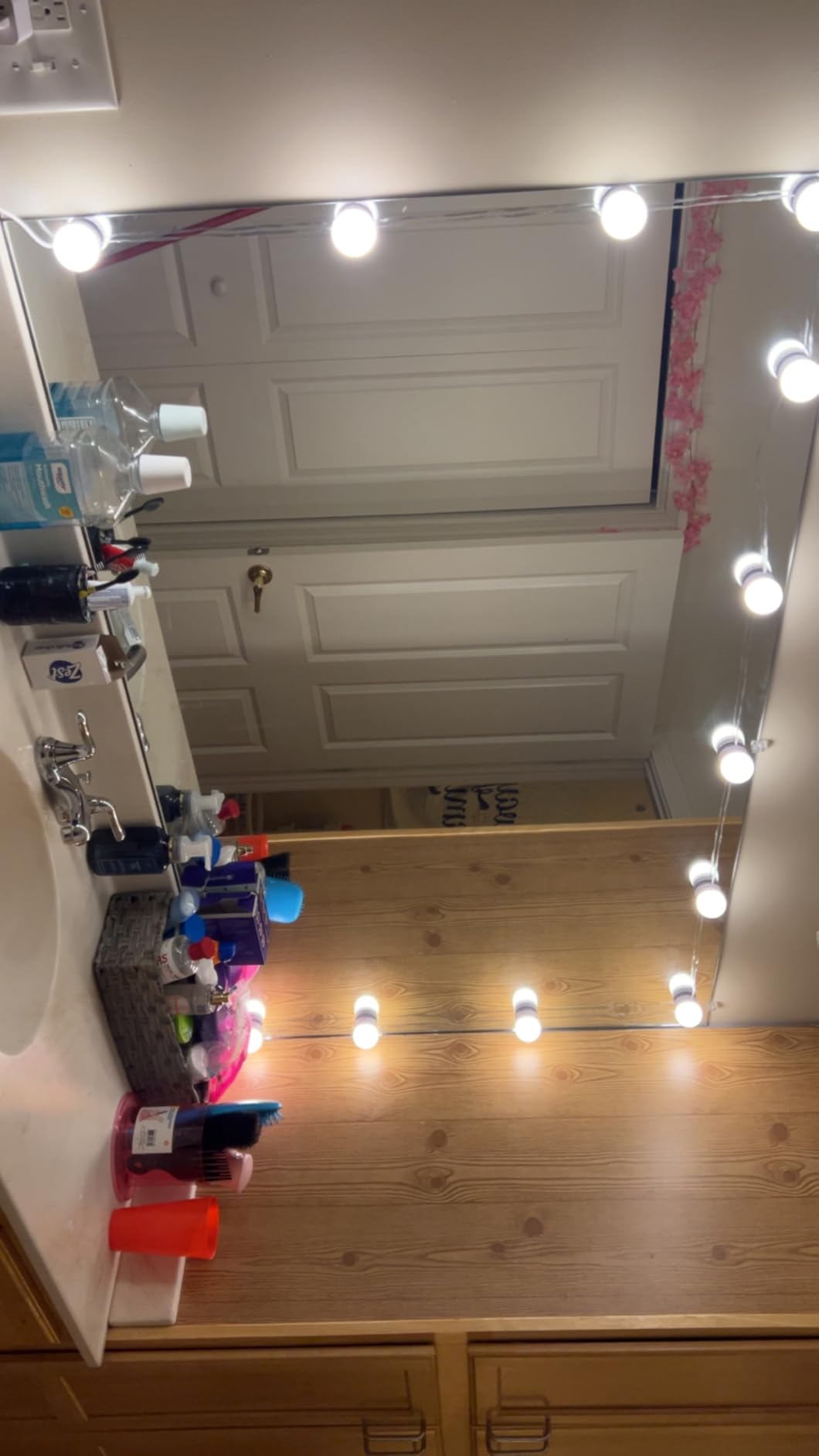 LED Vanity Mirror Lights with 12 Stick On Dimmable Bulbs, 3000K 4500K 6500K & 10 Brightness Levels Adjustable, Plug in USB Cable, Hollywood Style Mirror Lights for Makeup Desk Bathroom Dressing Room customer photo 1