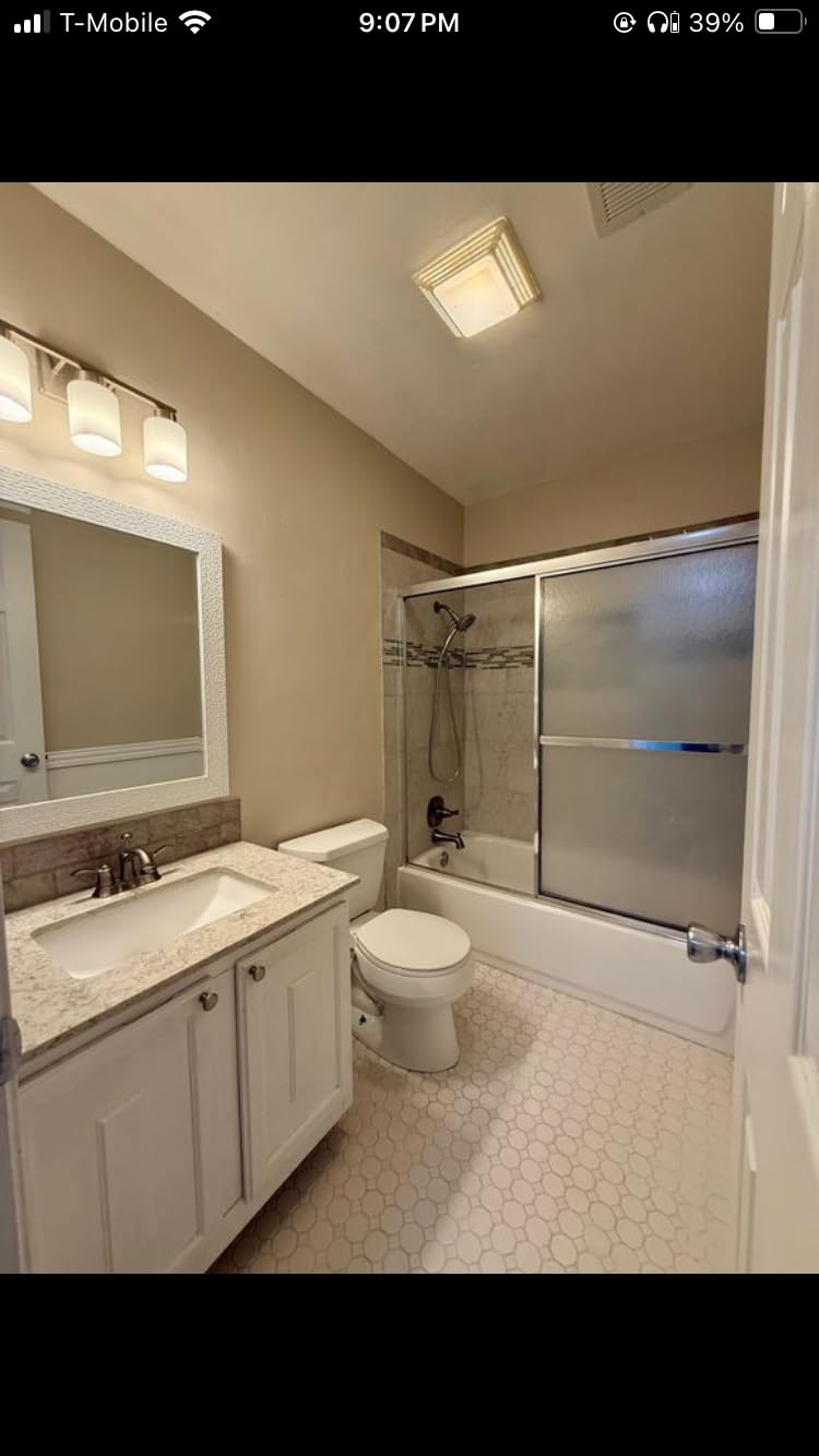 FonmYim Brushed Nickel Bathroom Light Fixtures Vanity Lights Over Mirror | Modern 3-Light Lighting Fixtures for Bathroom With Milky White Frosted Glass Shades, E26 Socket (Bulbs Not Included) customer photo 2