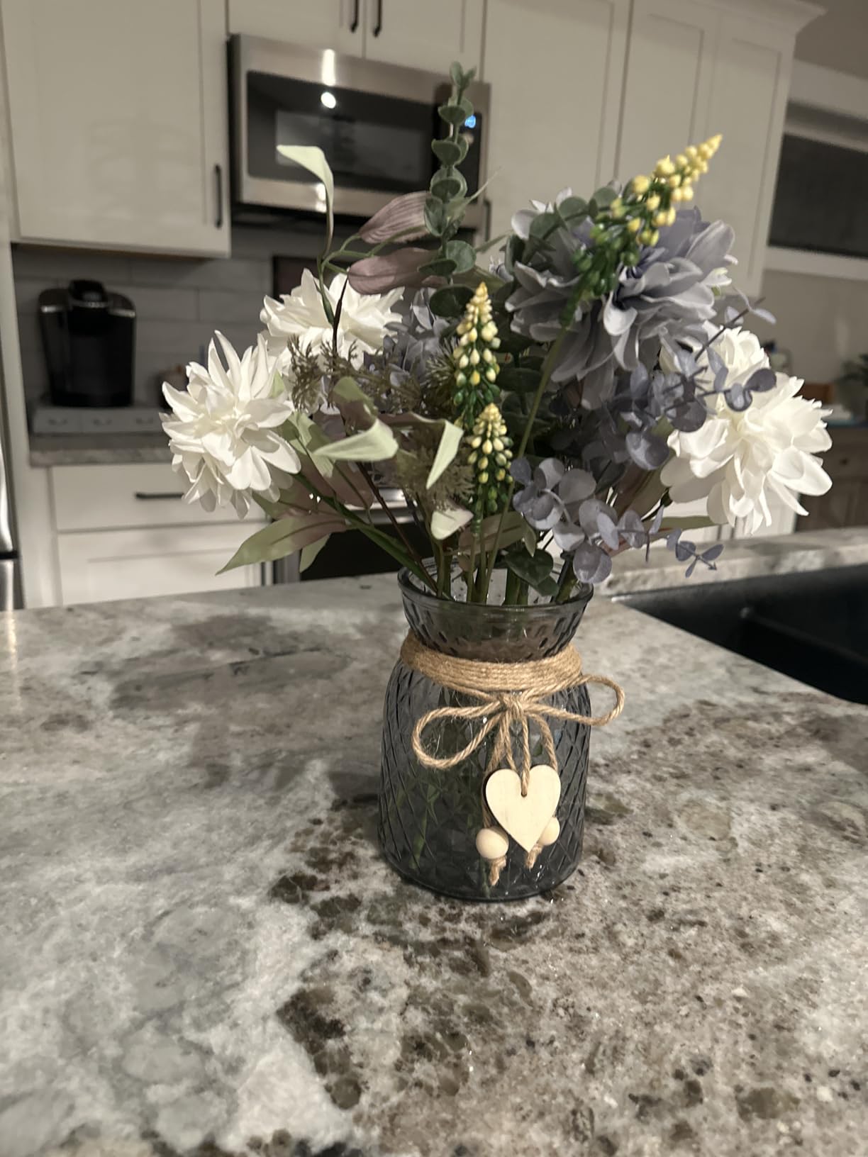 Fake Flowers in Vase, Silk Artificial Flowers in Vase, 8 Dahlias | Fake Flowers with Vase for Centerpiece Table Decorations, Coffee Table Decor, Faux Flowers, with a Flower Arrangement Holder customer photo 2