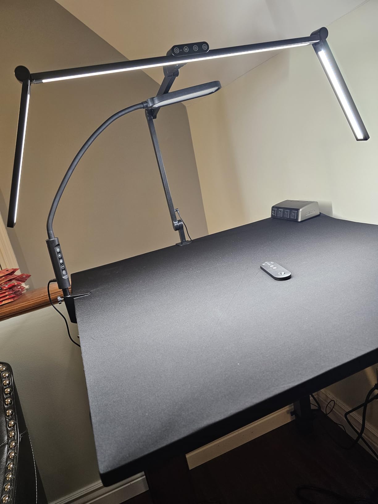 3000 Lumen Ultra Bright Architect Desk Lamp with Clamp, 36W Tall Overhead Led Desk Light for Home Office, 47Inch Long Dimmable Computer Monitor Light Bar with Remote for Table Desktop Drafting customer photo 1