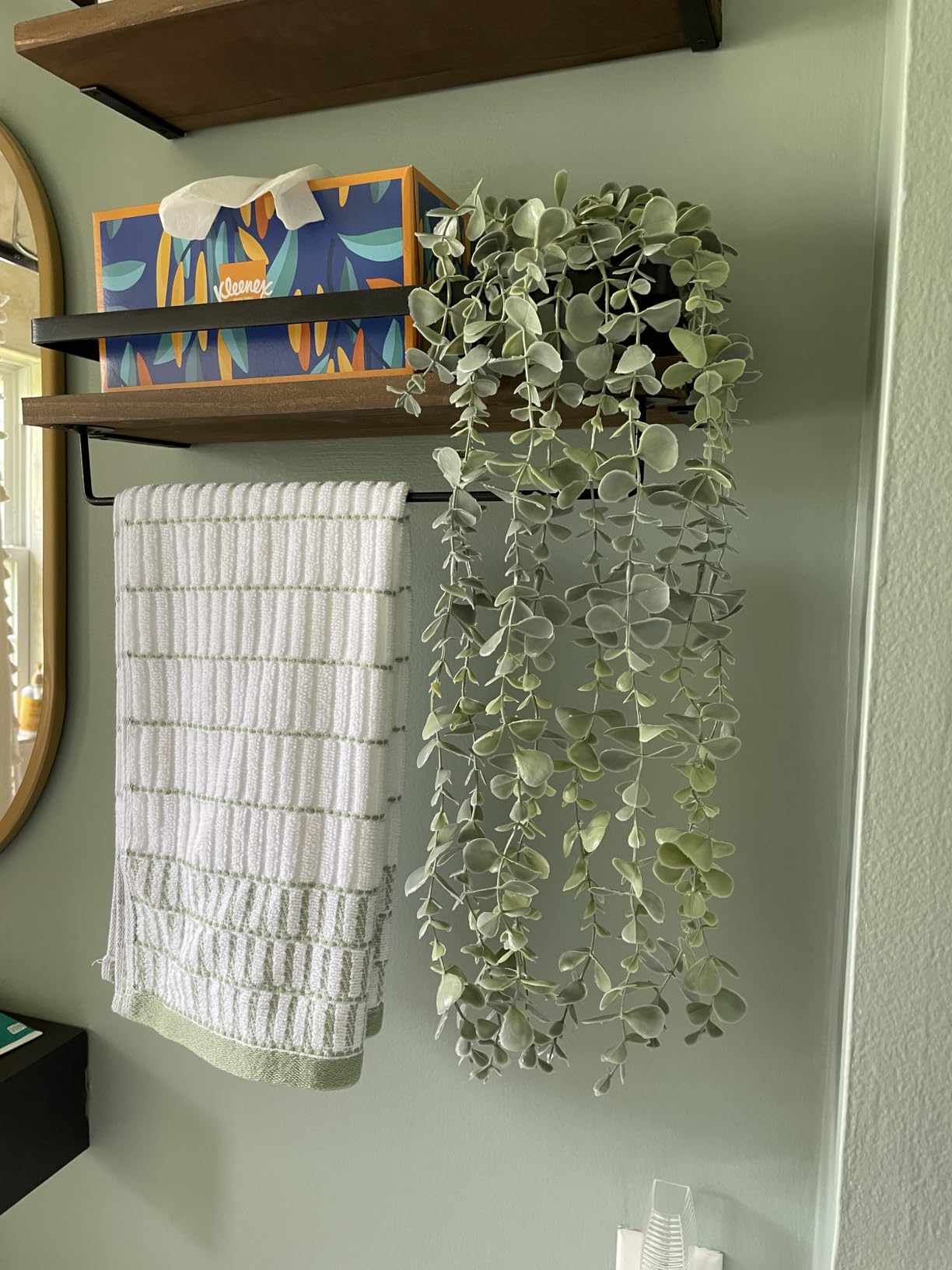 Der Rose Fake Eucalyptus Hanging Plant for Boho Bathroom Wall Art Decor | Vintage cascading greenery adds vertical texture, artificial farmhouse plants brings natural charm to room, shelf decor customer photo 2