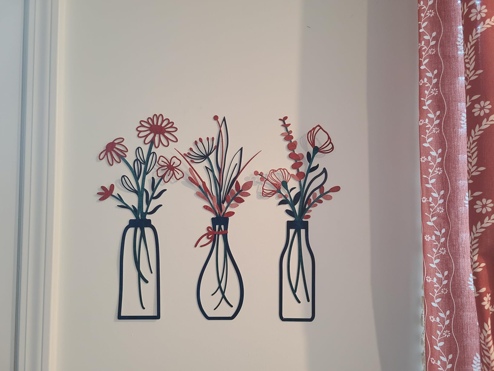 Pigort 3 Pieces Metal Flowers Wall Art - Rustic Farmhouse Decor Minimalist Decor for Living Room Bathroom Bedroom Dining Room, Housewarming Gifts Christmas Decoration (Beige, Vase-C) customer photo 1