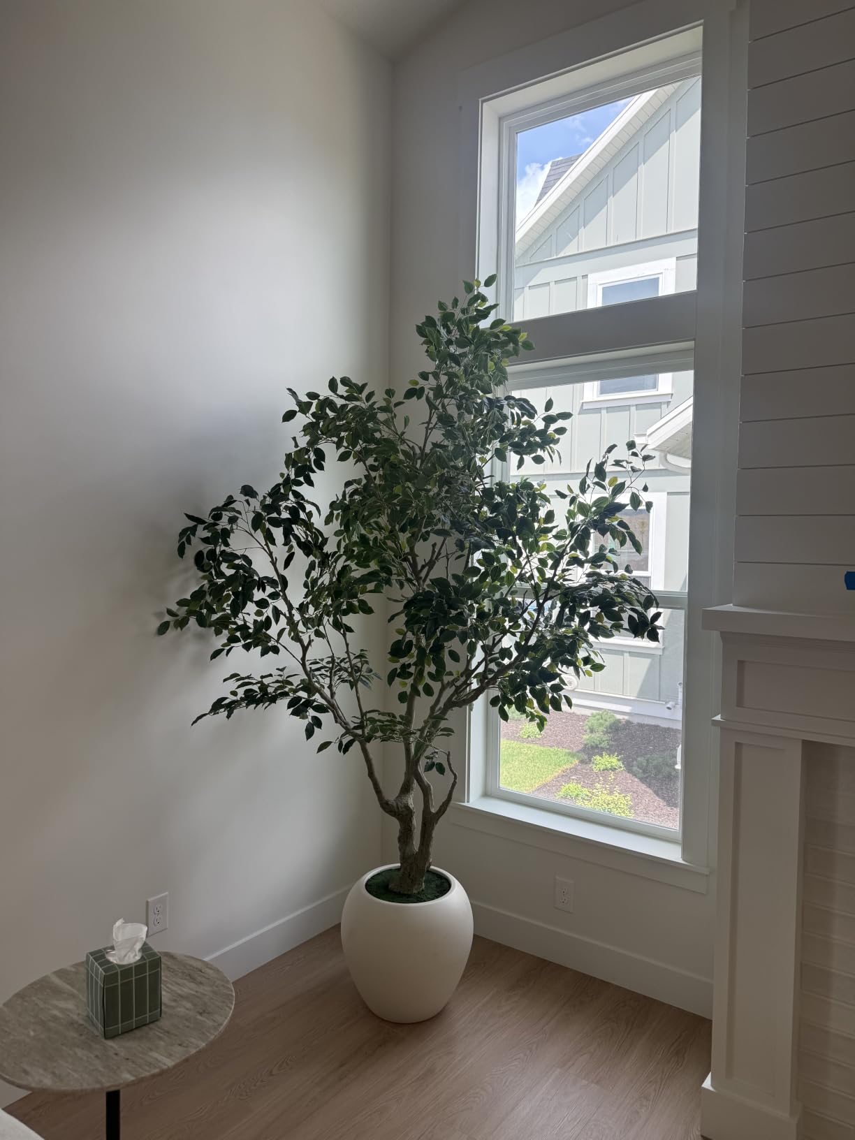 SOGUYI 8 Feet Ficus Tree Artificial Indoor with Round Artisan Planter customer photo 2