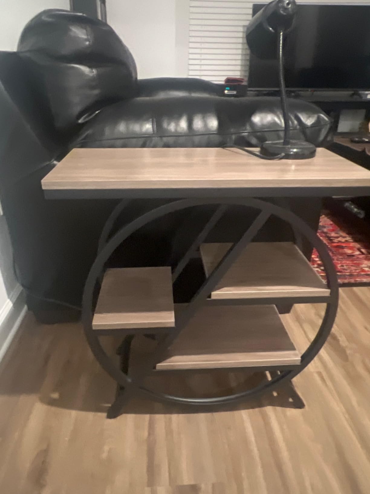 Tribesigns End Table for Living Room, 3-Tier Narrow Side Table with Storage, Wood Sofa Side Table with Geometric Metal Frame, Industrial Nightstand and Bedside Table for Bedroom customer photo 1