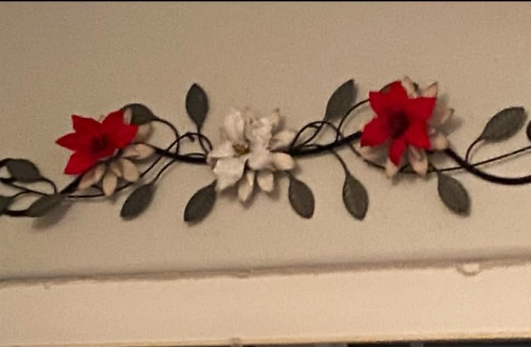 KHJCXS Metal Wall Art Modern Minimalist Metal Flowers Indoor Decor Horizontal Wall Art Iron Artwork, for Over Door, Bedroom, Living Room, Kitchen, Office Scroll Decor customer photo 2