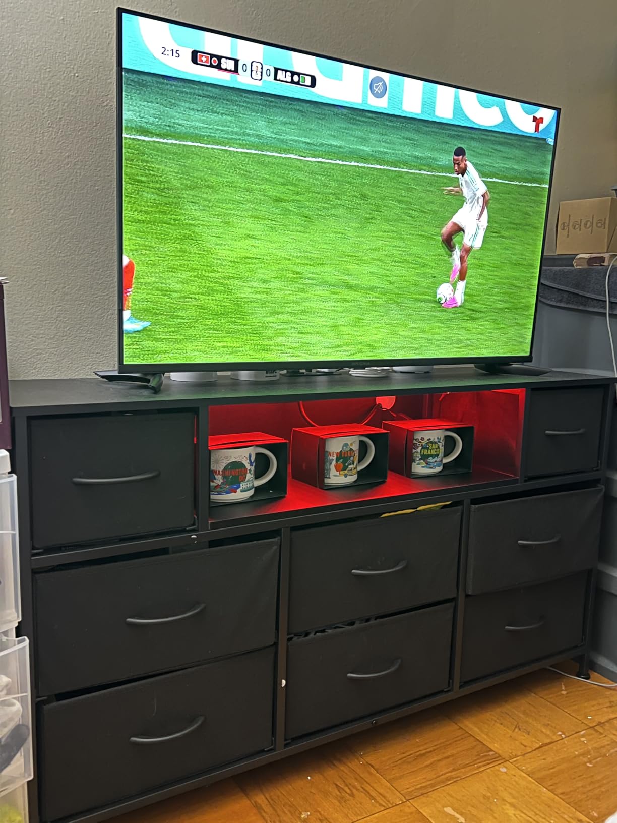 WLIVE LED Black Dresser TV Stand for 55 Inch TV, 8 Drawers customer photo 2