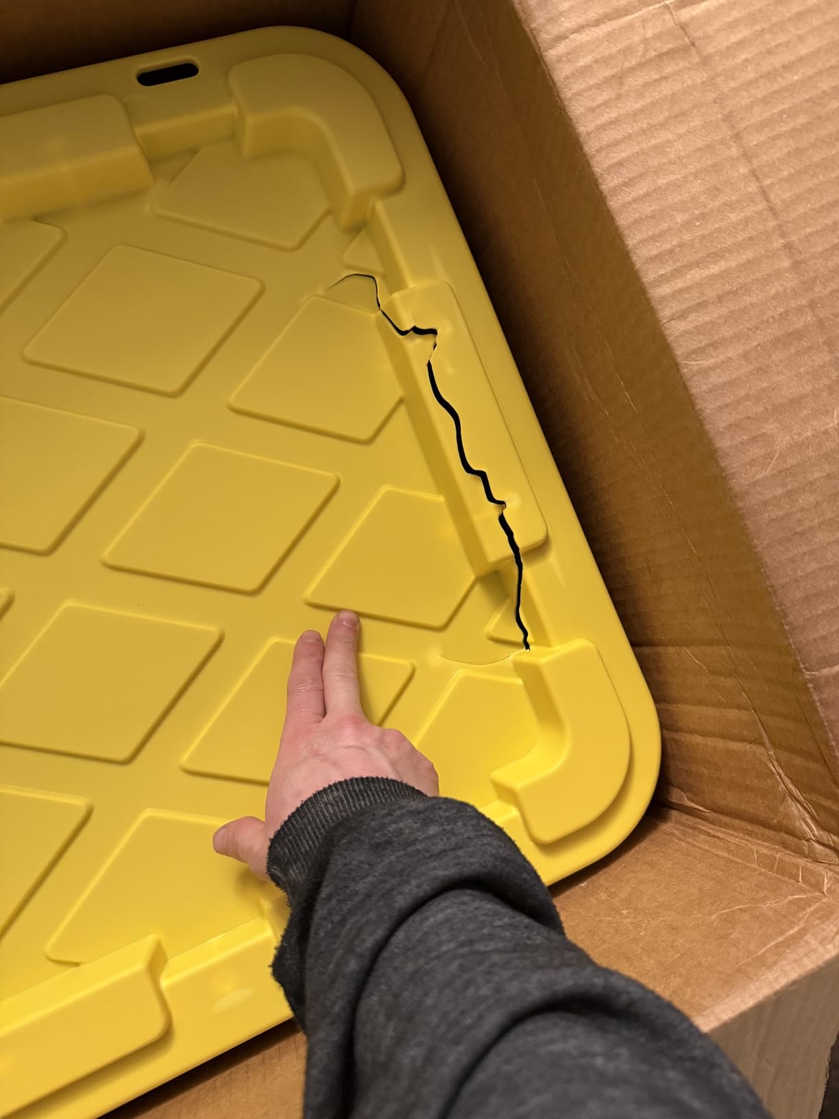 Sterilite Industrial Storage Tote with Lids for Garage, 27 Gallon, 12-Pack | Heavy-Duty and Stackable Utility Box Containers for Home, Office, and Basement Organization, Black/Yellow customer photo 1
