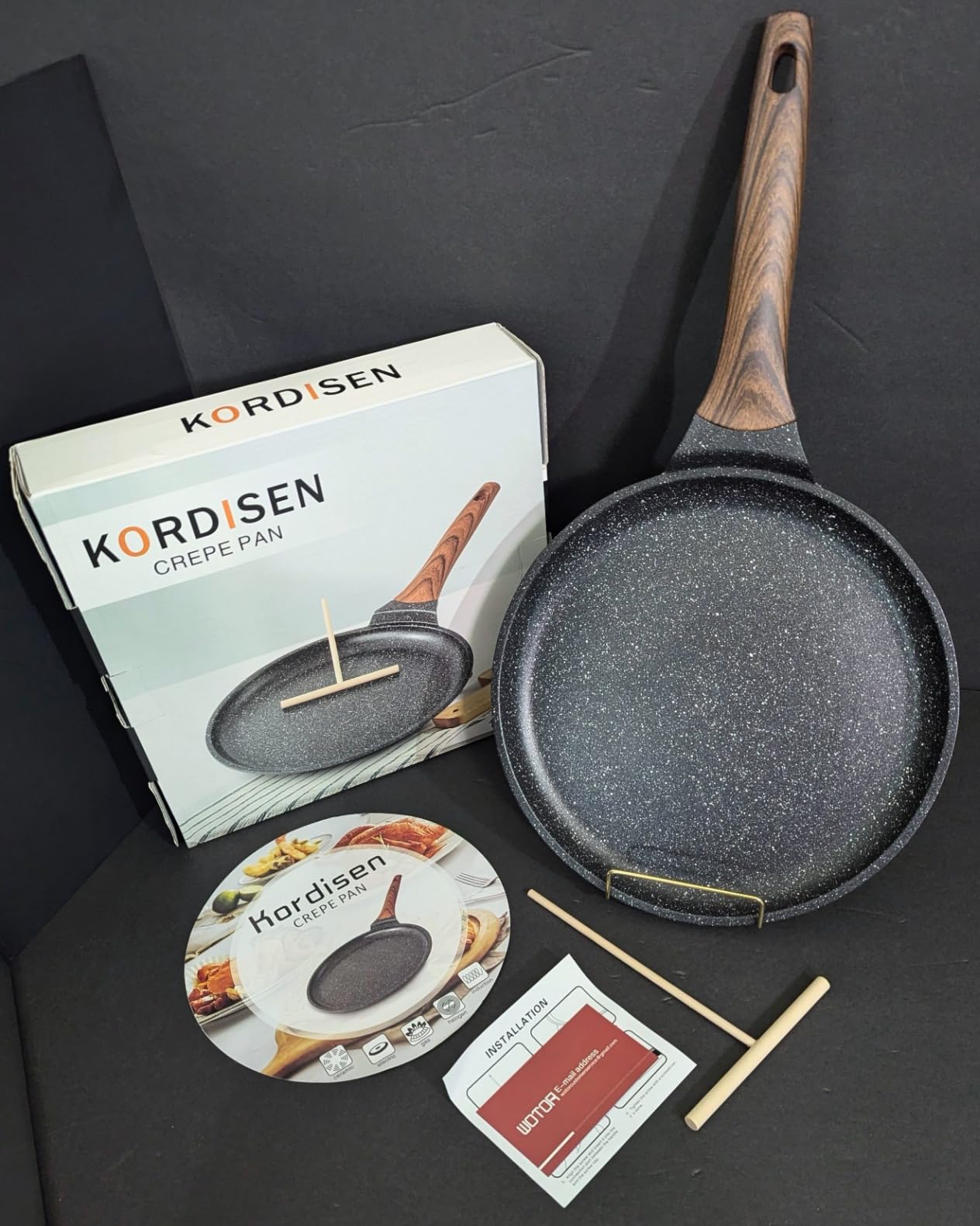 Kordisen Crepe Pan Nonstick, 10 Inch Dosa Pan with Spreader, Granite Coating Comales Para Tortillas Pancake Pan, Flat Bottom for Stove Top, Induction Compatible, PFOA Free customer photo 2